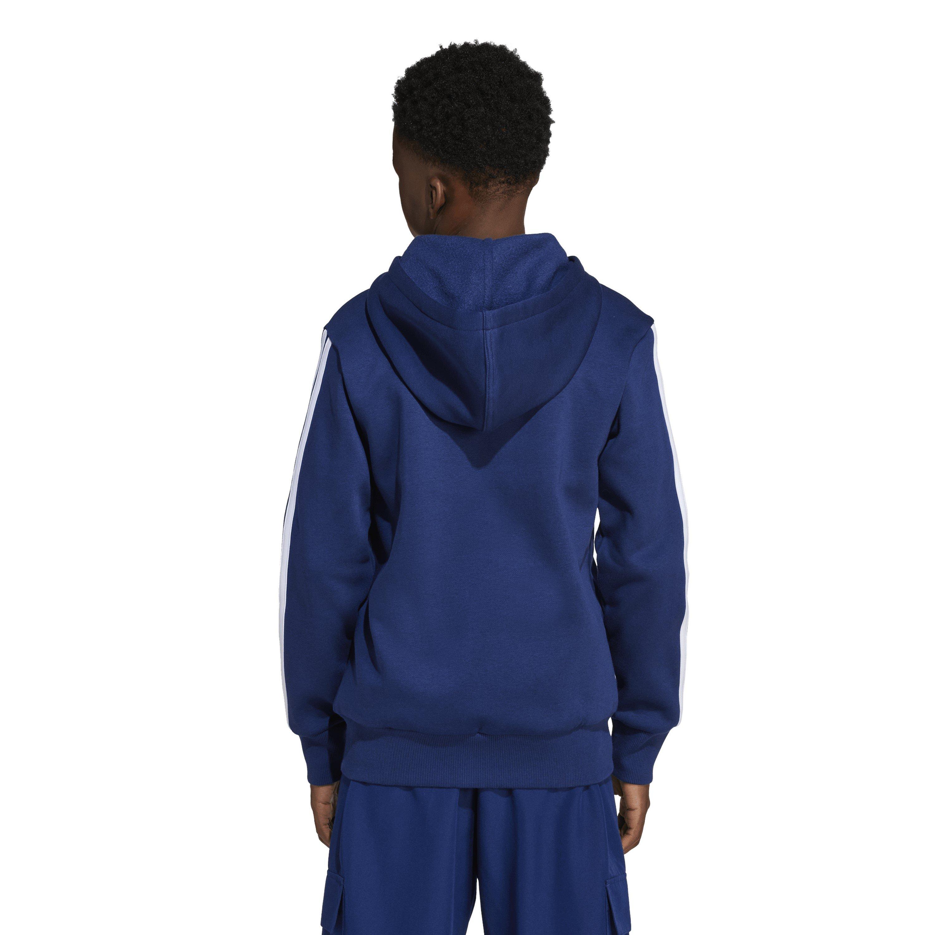 Navy/White - adidas - Essentials 3-Stripes Hoodie Kids - 5