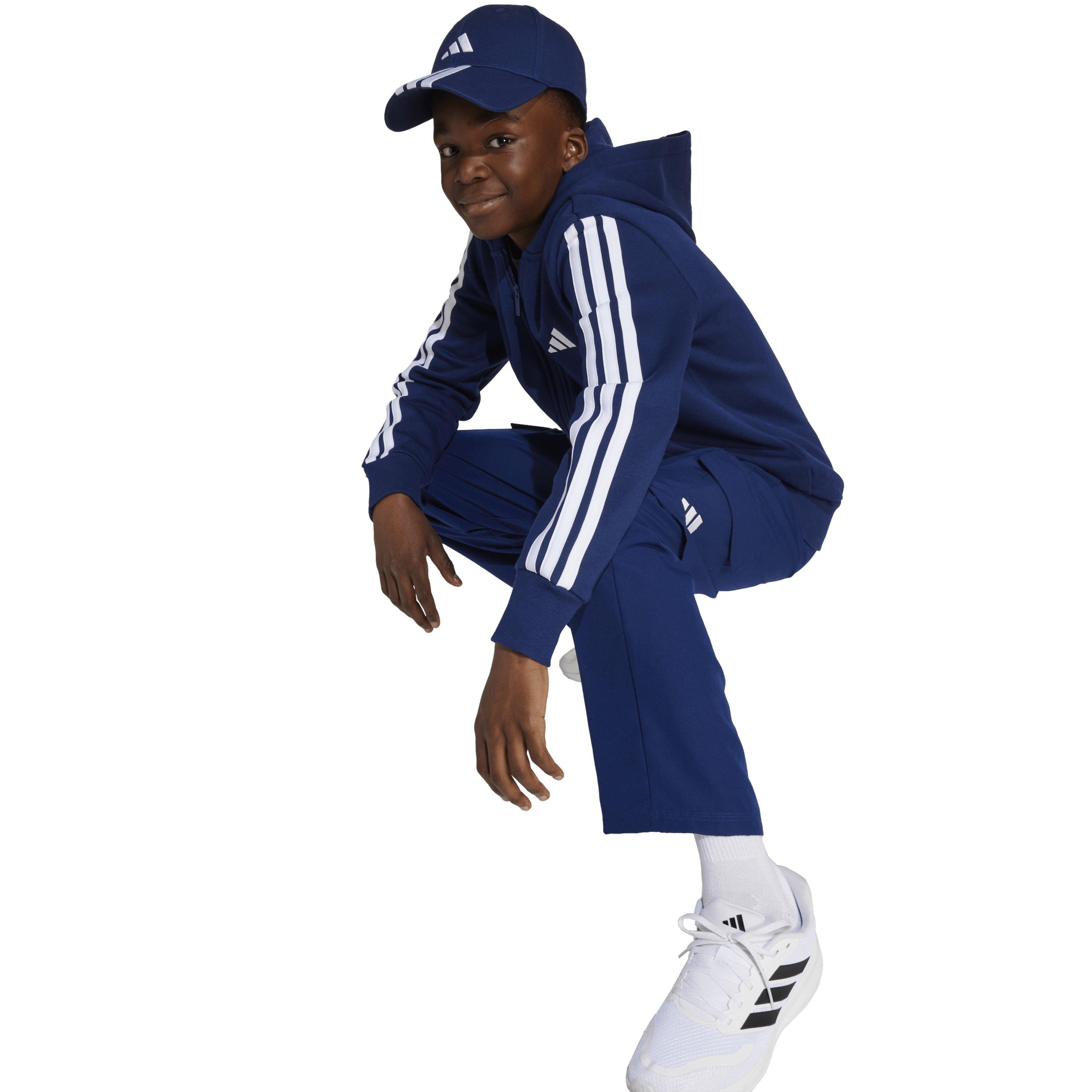 Navy/White - adidas - Essentials 3-Stripes Hoodie Kids - 6