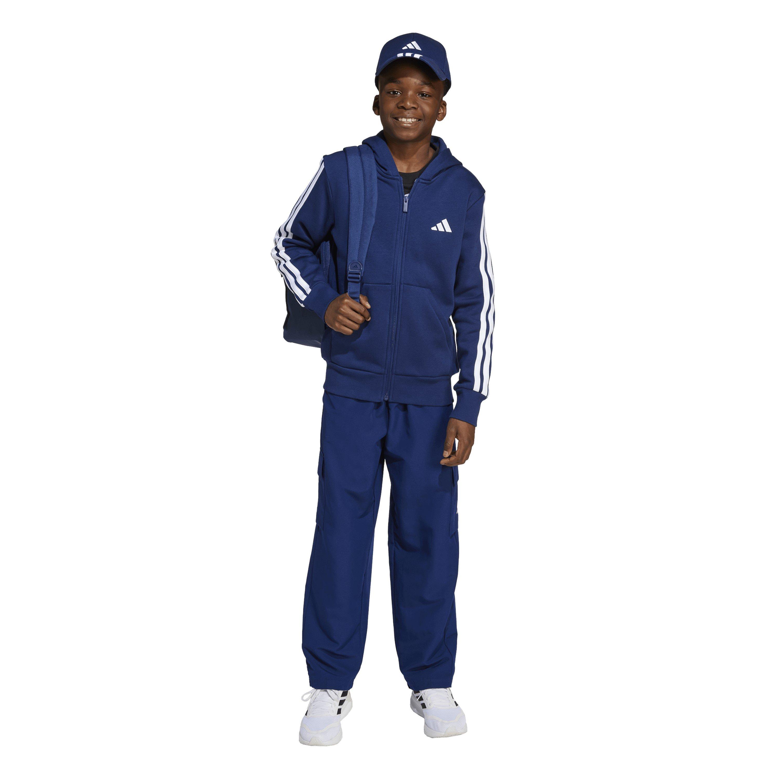 Navy/White - adidas - Essentials 3-Stripes Hoodie Kids - 7