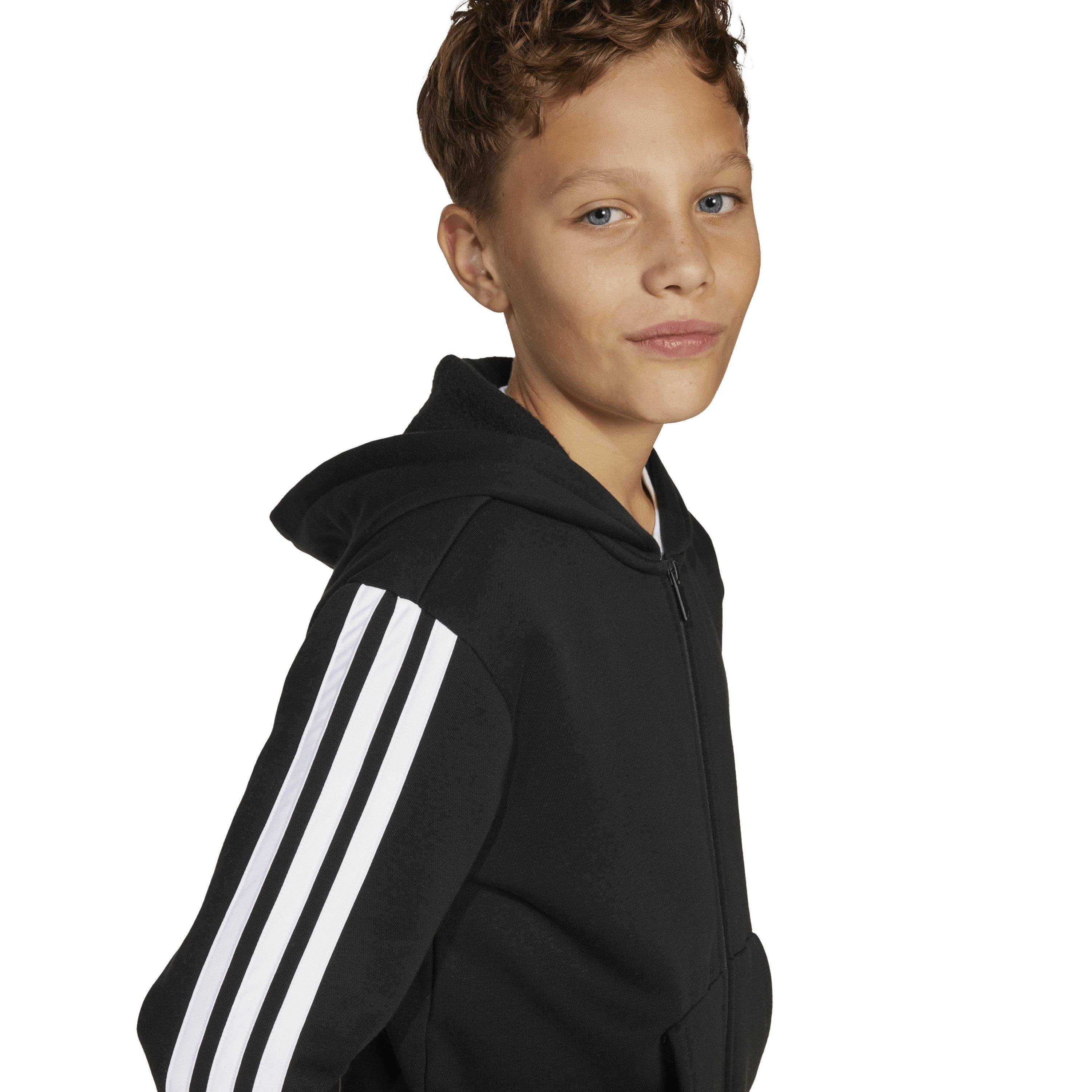 Schwarz/Weiß - adidas - Essentials 3-Stripes Hoodie Kids - 6
