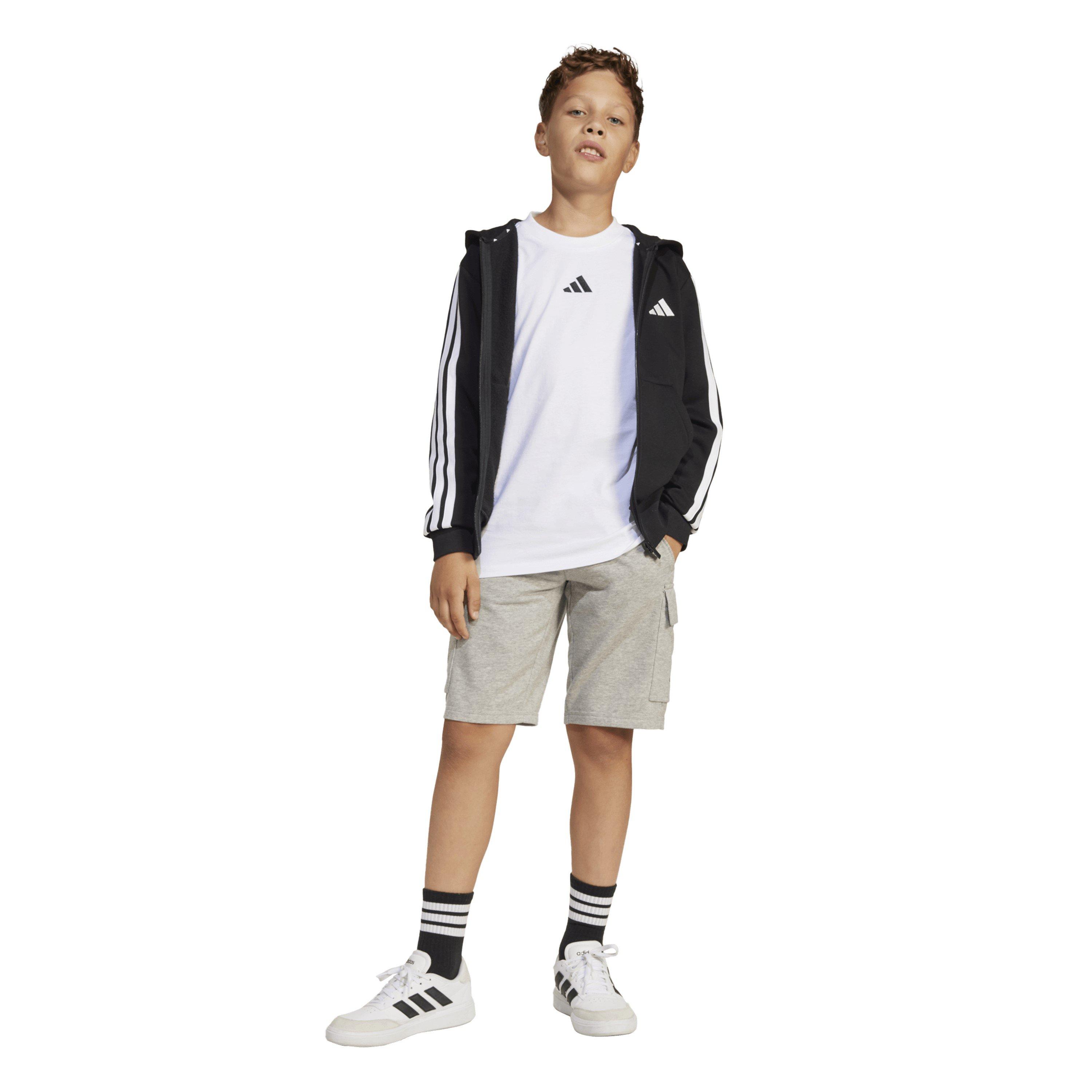 Schwarz/Weiß - adidas - Essentials 3-Stripes Hoodie Kids - 7