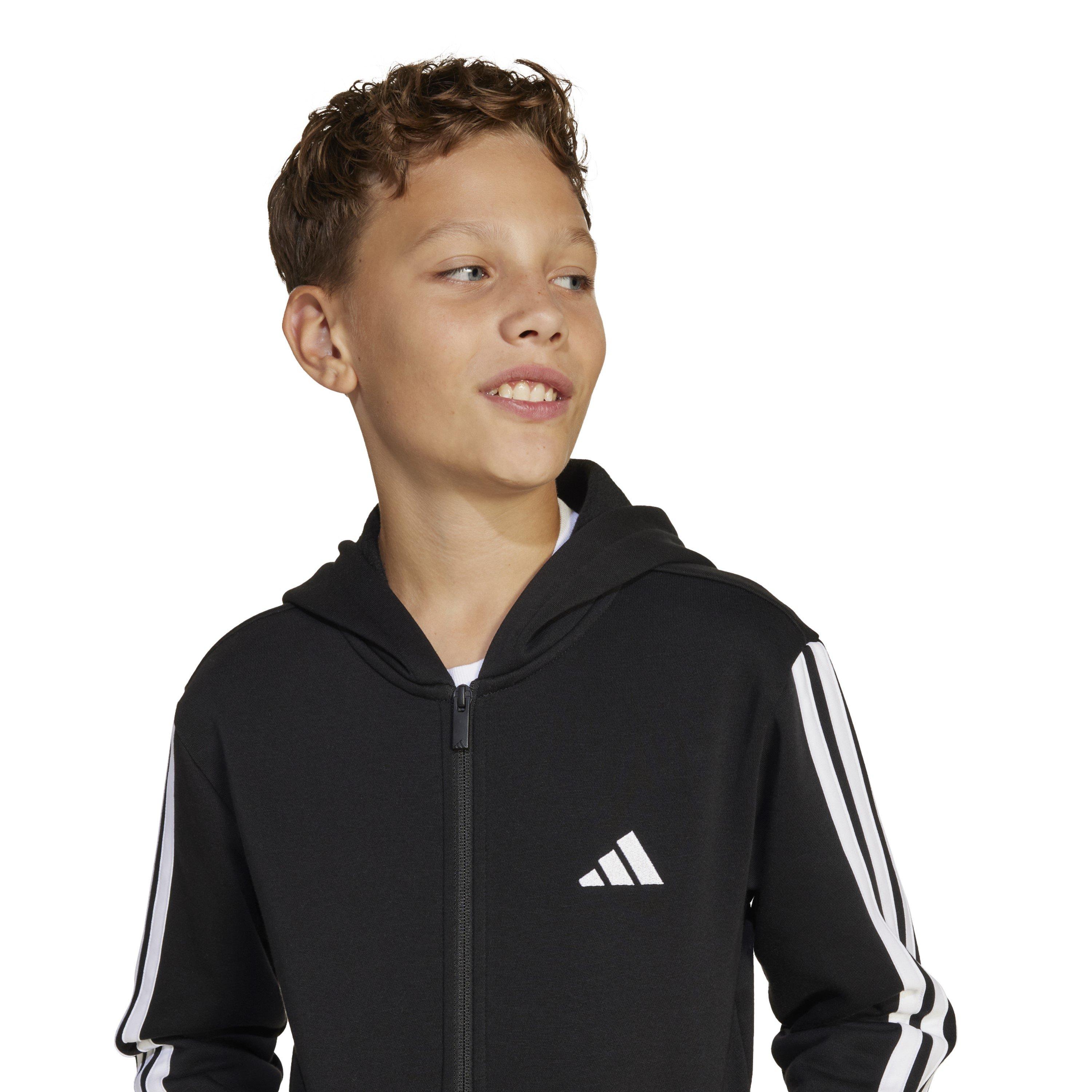 Schwarz/Weiß - adidas - Essentials 3-Stripes Hoodie Kids - 8