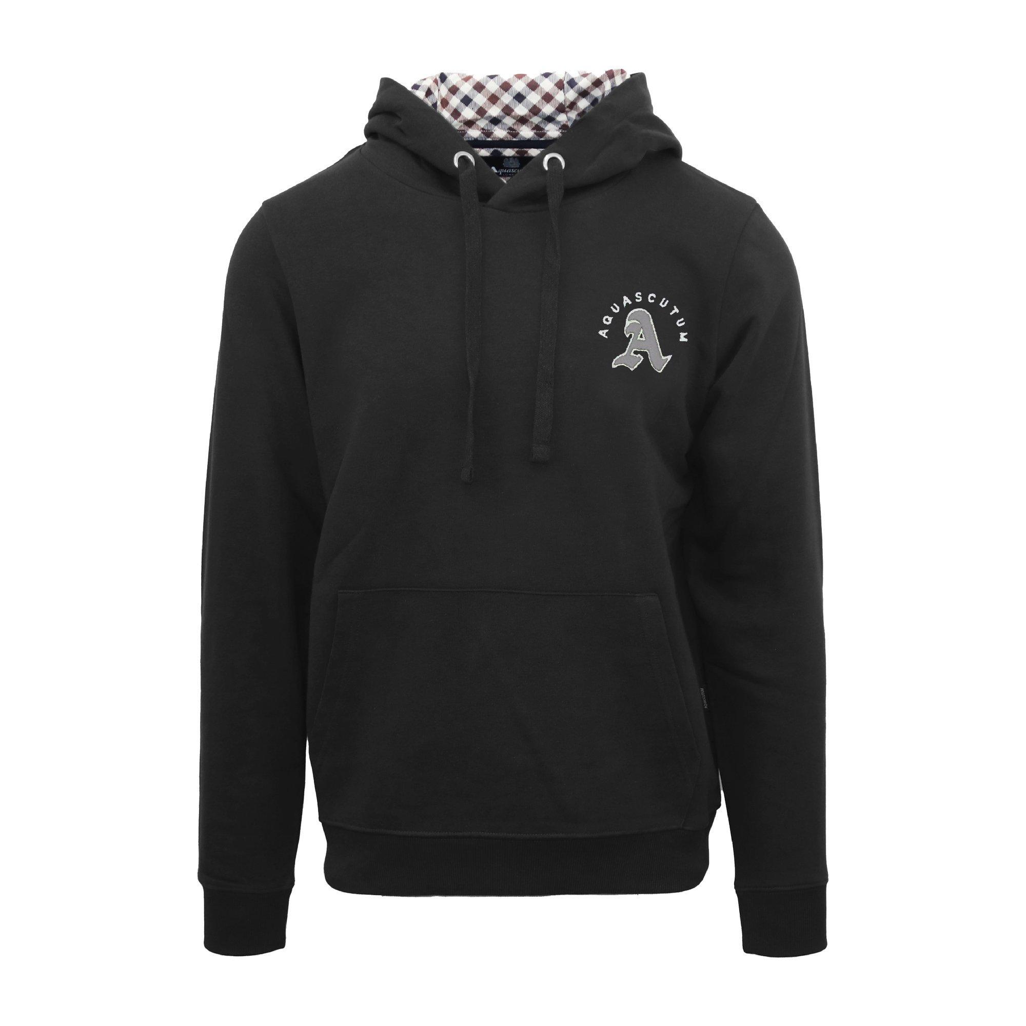 Aquascutum Men's Hooded Sweat Pull Over Hoodie - Black - Medium