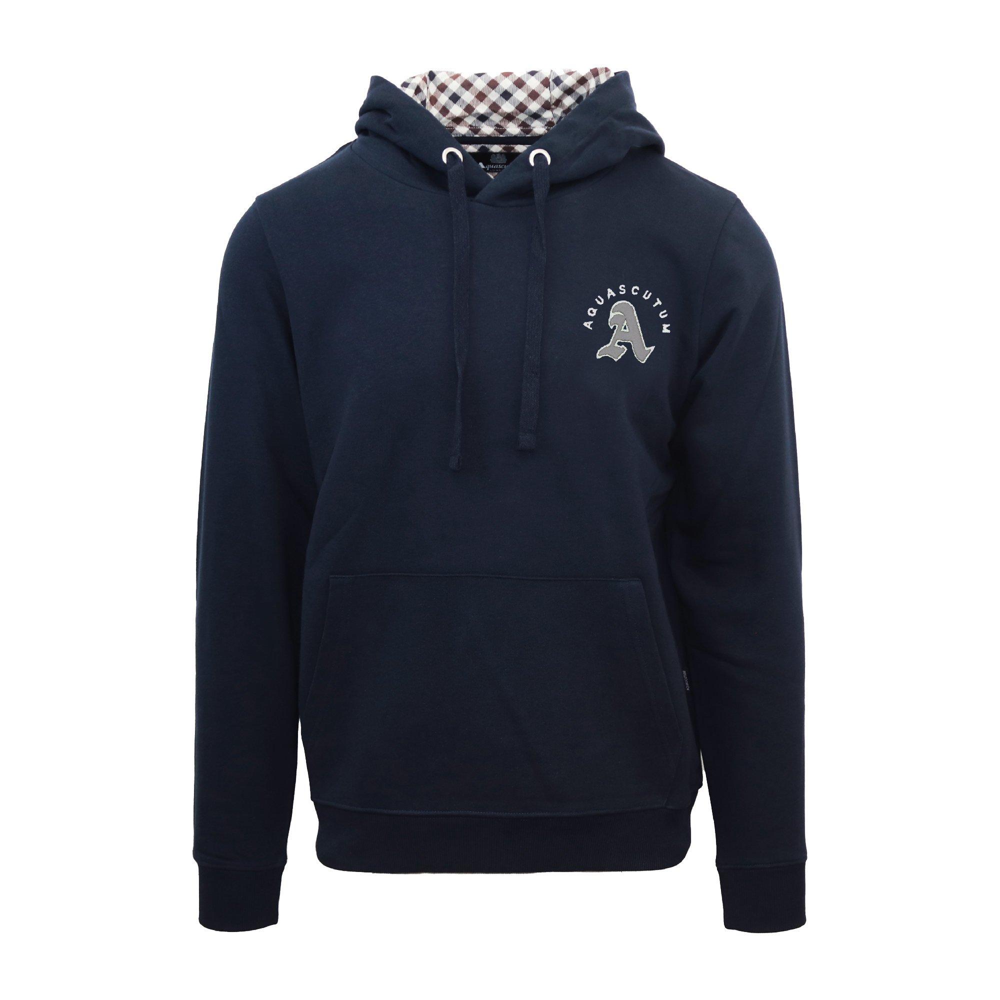 Navy - Aquascutum - Men's Hooded Sweat Pull Over Hoodie - 1