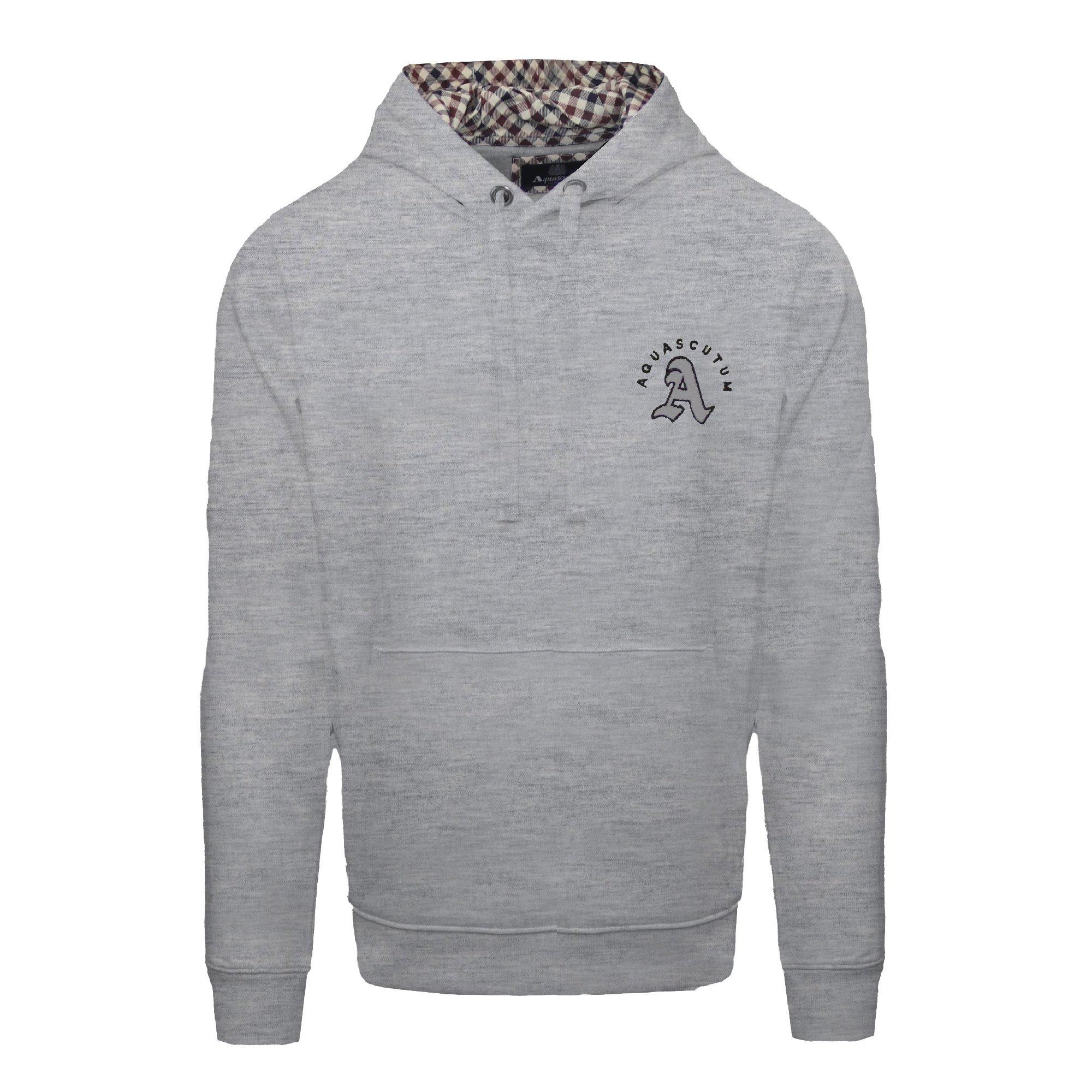 Aquascutum Men's Hooded Sweat Pull Over Hoodie - Grey - Medium