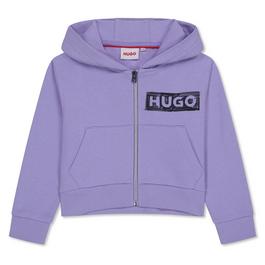 Hugo Zipped Logo Hoodie Junior Girls