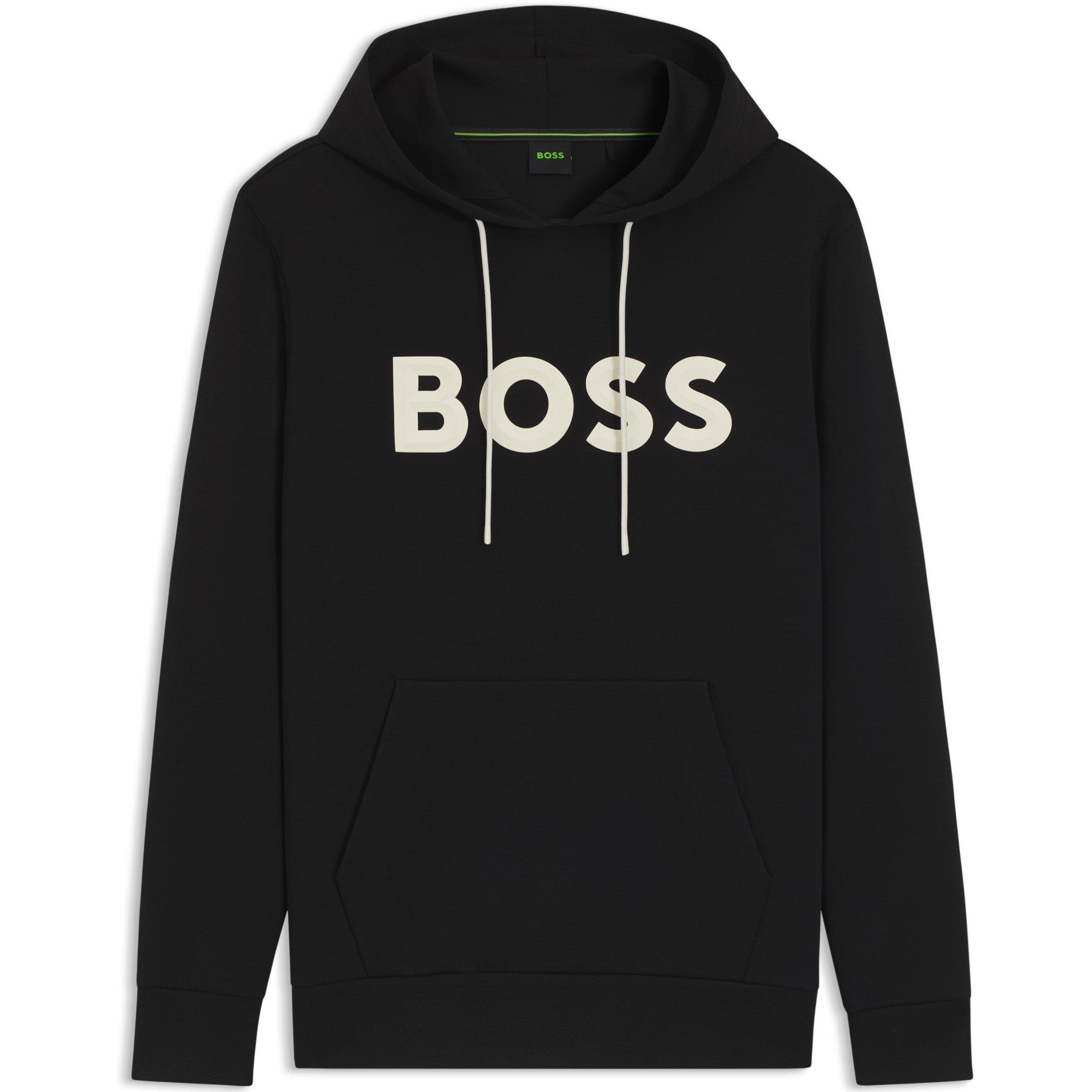 Boss Mens BOSS GREEN Long Sleeve Hoodie - Performance Fabric with Natural Stretch - Black 002 - L