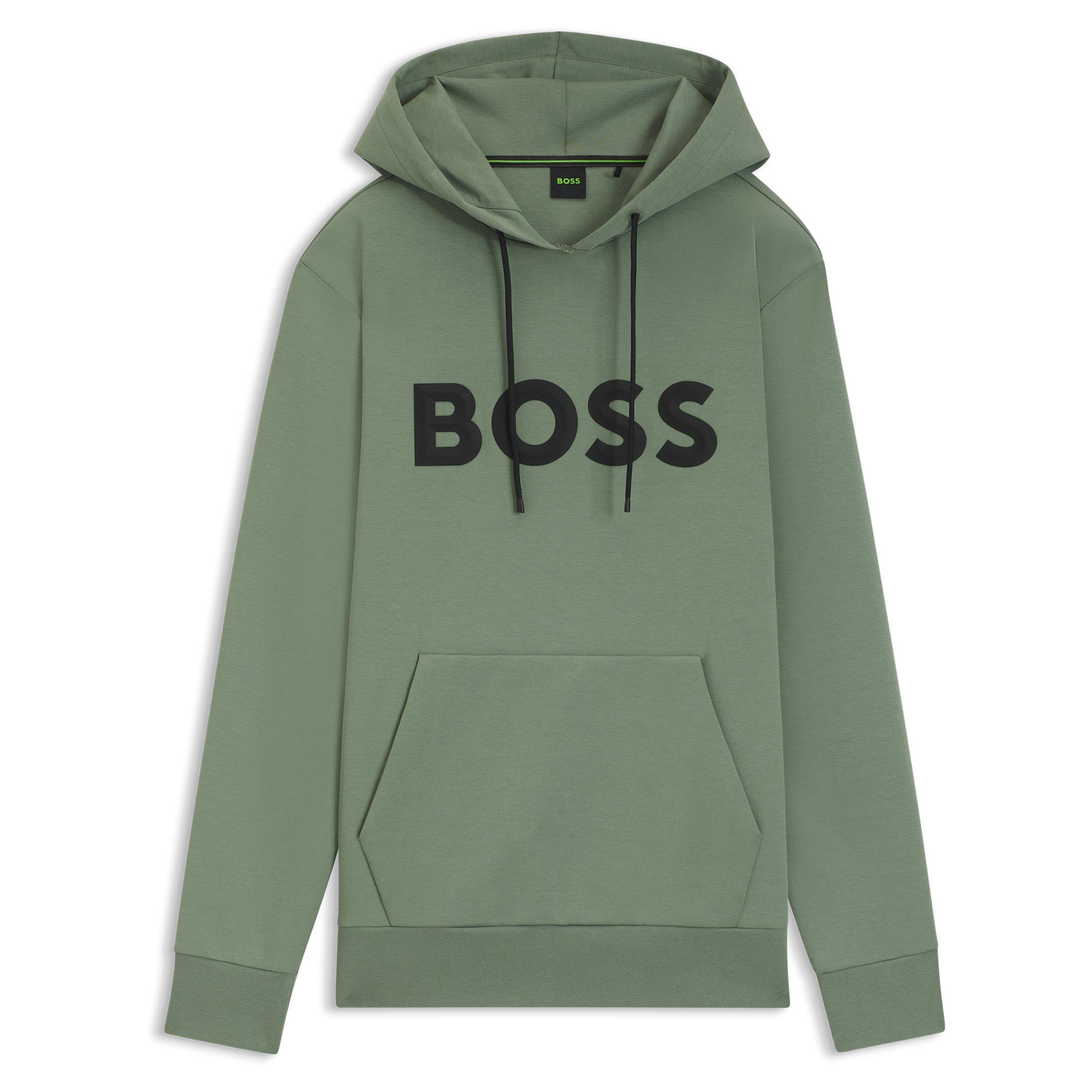 Mens BOSS GREEN Long Sleeve Hoodie - Performance Fabric with Natural Stretch