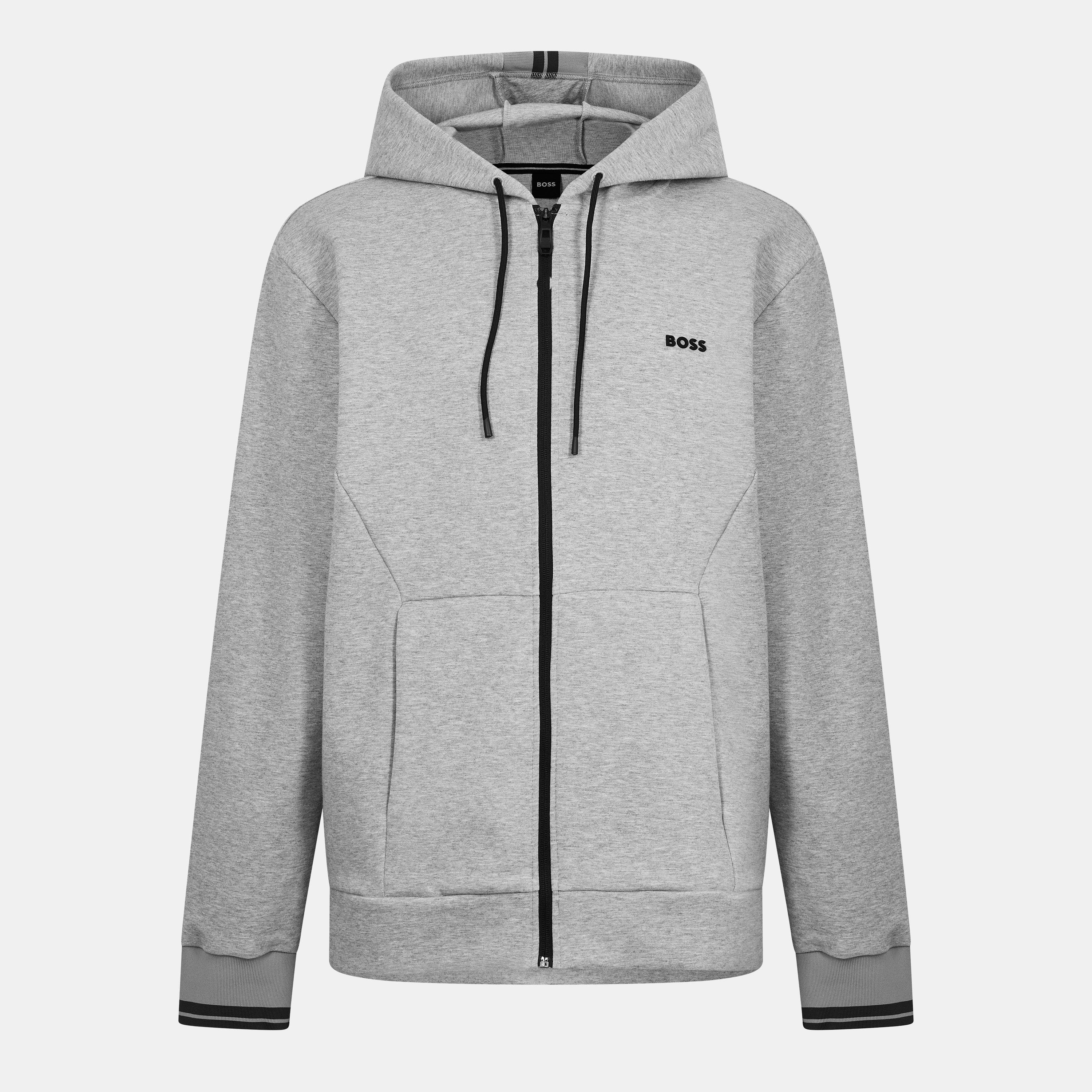 Boss Men's Zip Hoodie, Advanced Stretch - Silver - 2XL