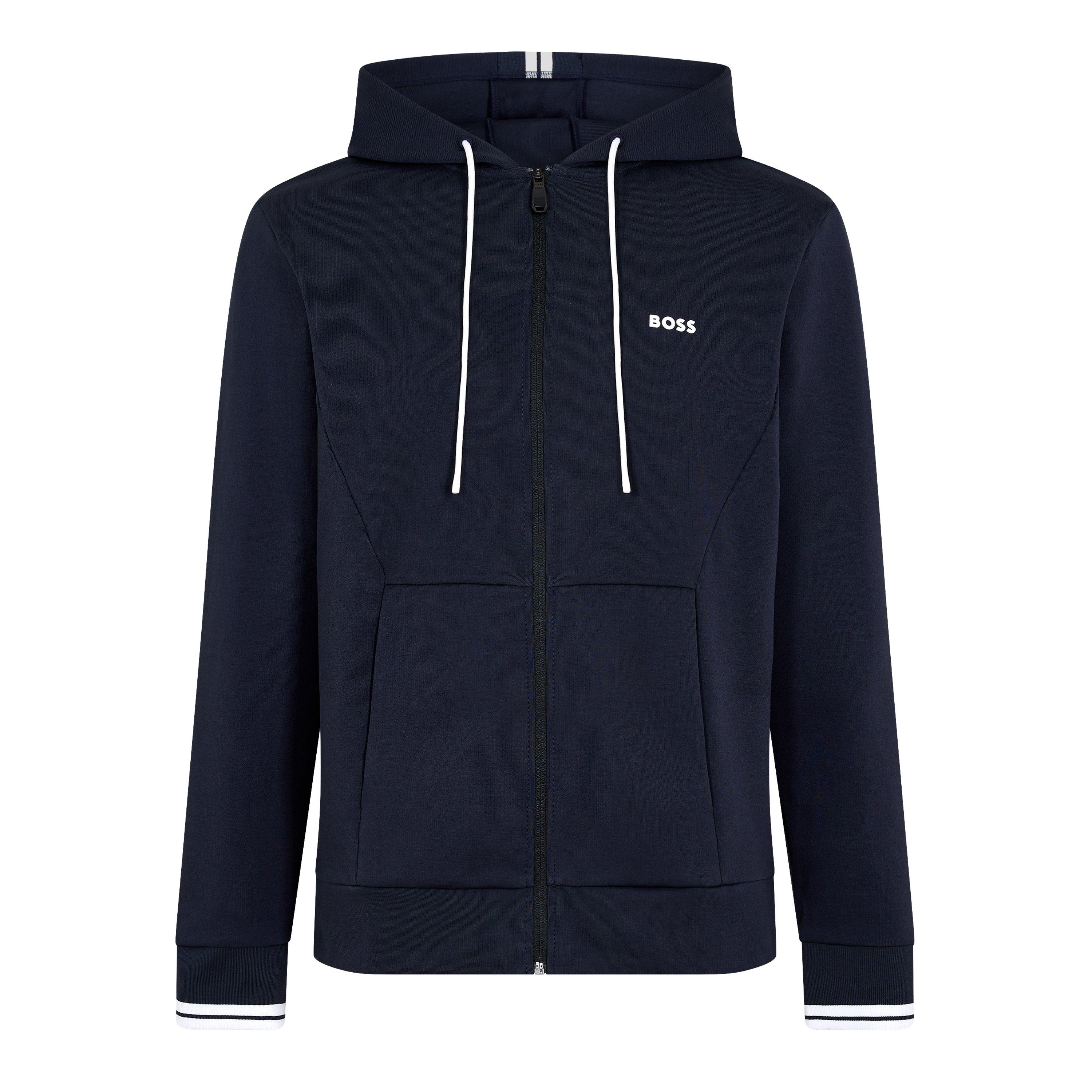 Boss Men's Zip Hoodie, Advanced Stretch - Dark Blue - M