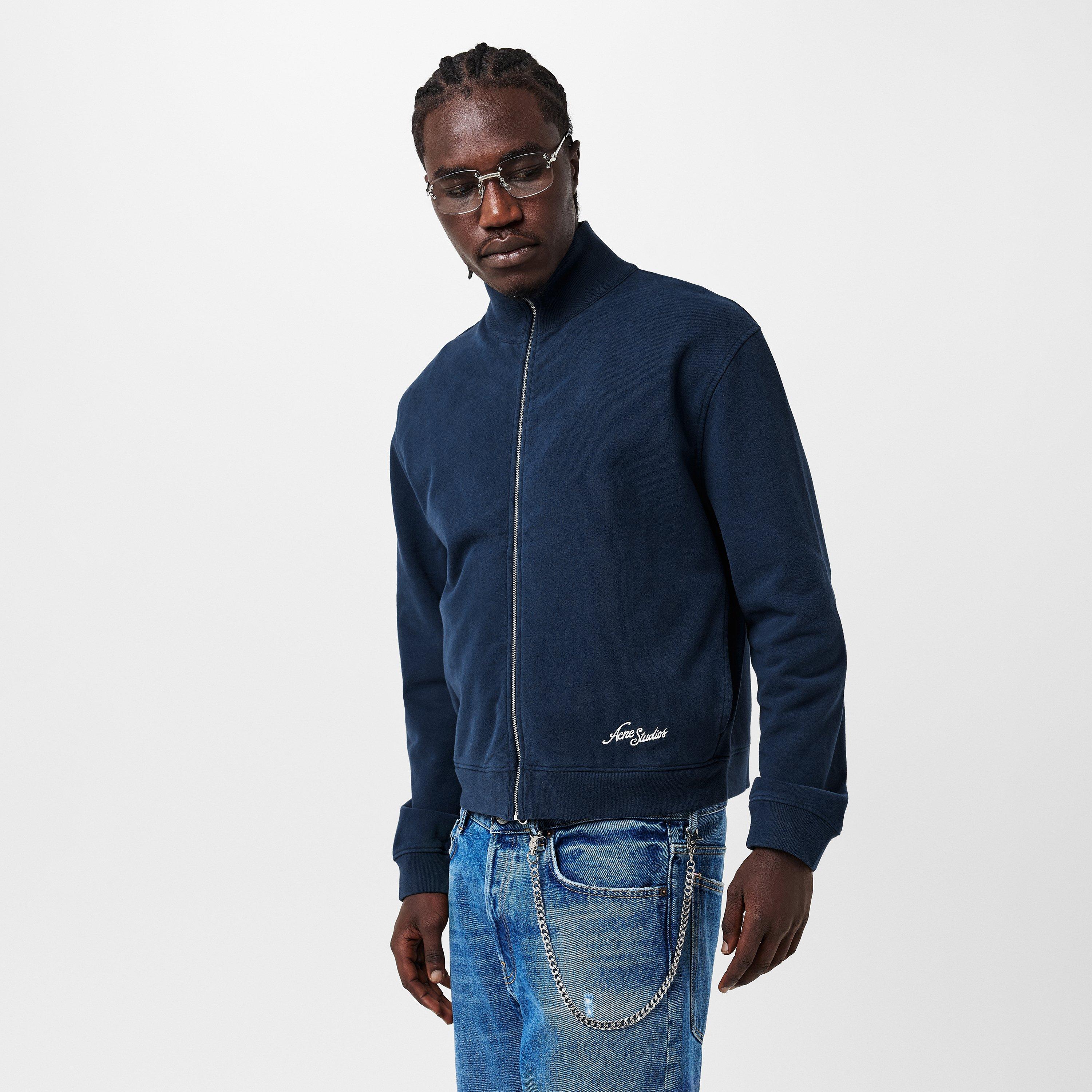 Deep Blue - Acne Studios - Men's Logo Zip Hoodie - 3