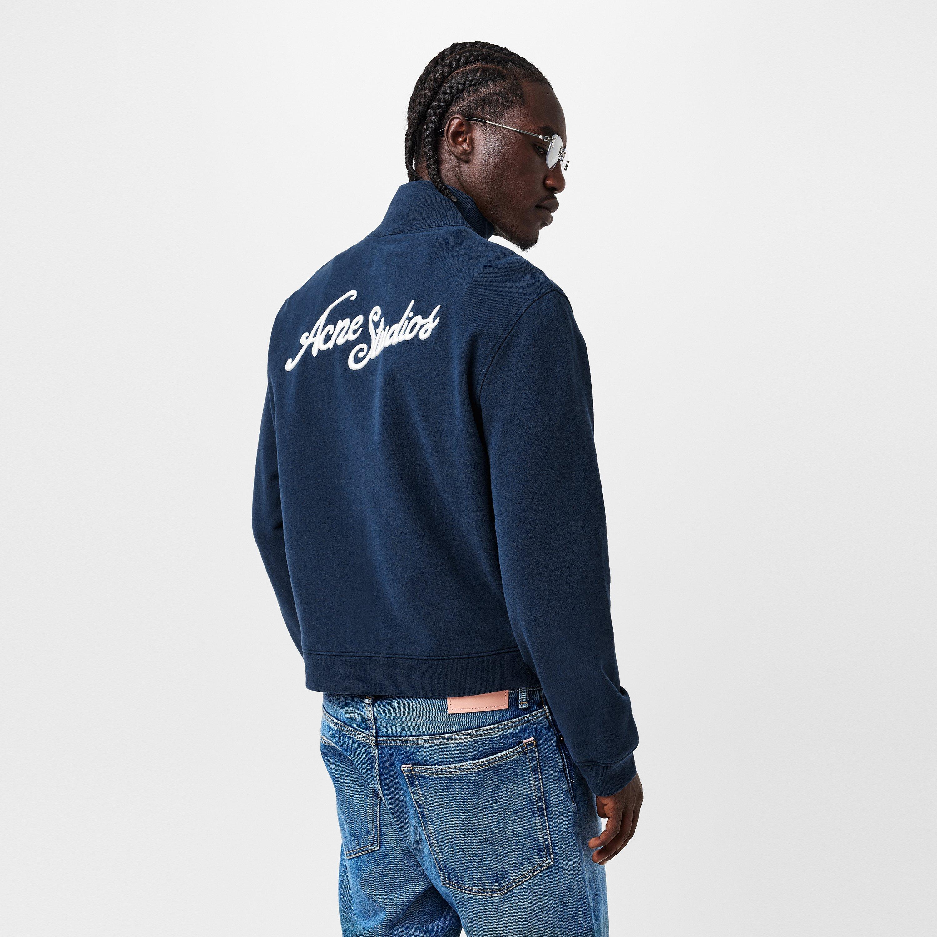 Deep Blue - Acne Studios - Men's Logo Zip Hoodie - 4