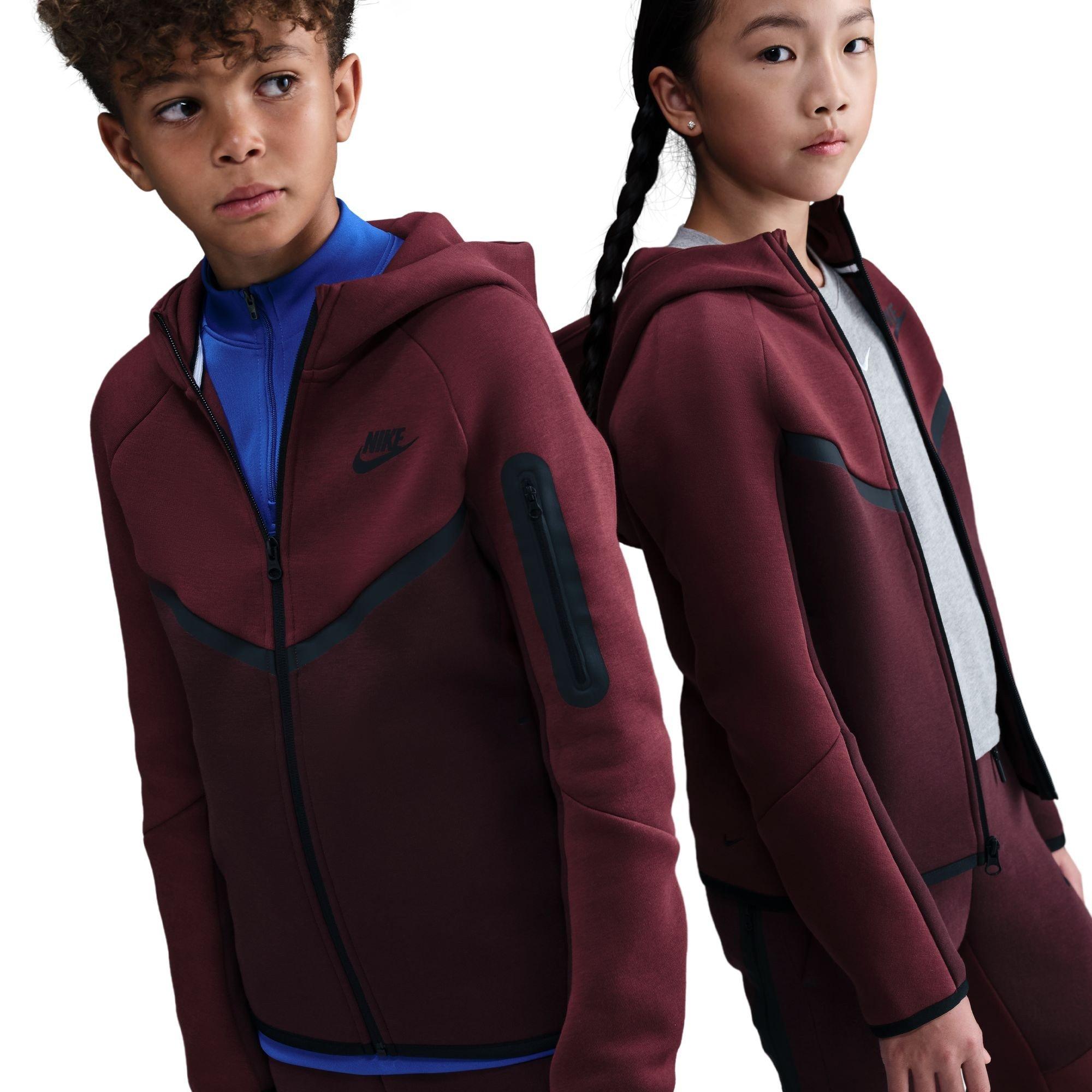 Nike  Burgundy Sportswear Tech Fleece Full-Zip Hoodie Juniors - 13 (XL)