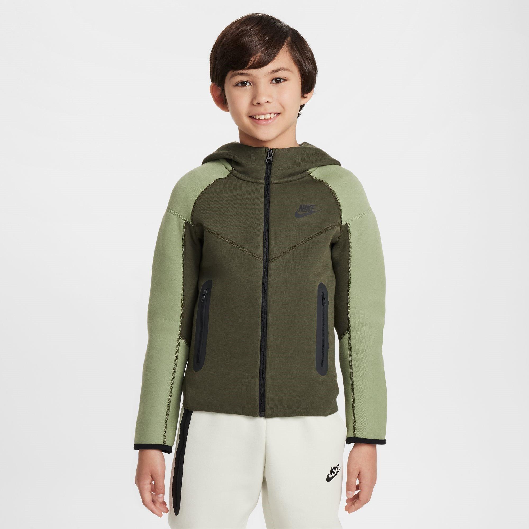 Nike Boys Sportswear Tech Fleece Full-Zip Hoodie Juniors - Cargo Khaki - 7-8 (S)