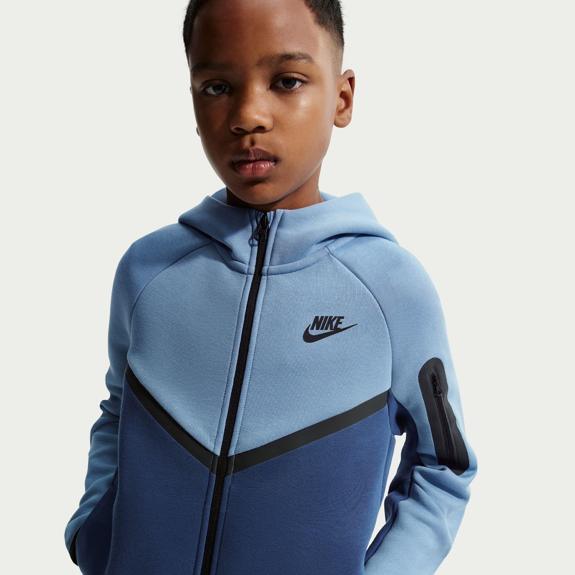 Nike Boys Sportswear Tech Fleece Full-Zip Hoodie Juniors - Work Blue - 13 (XL)