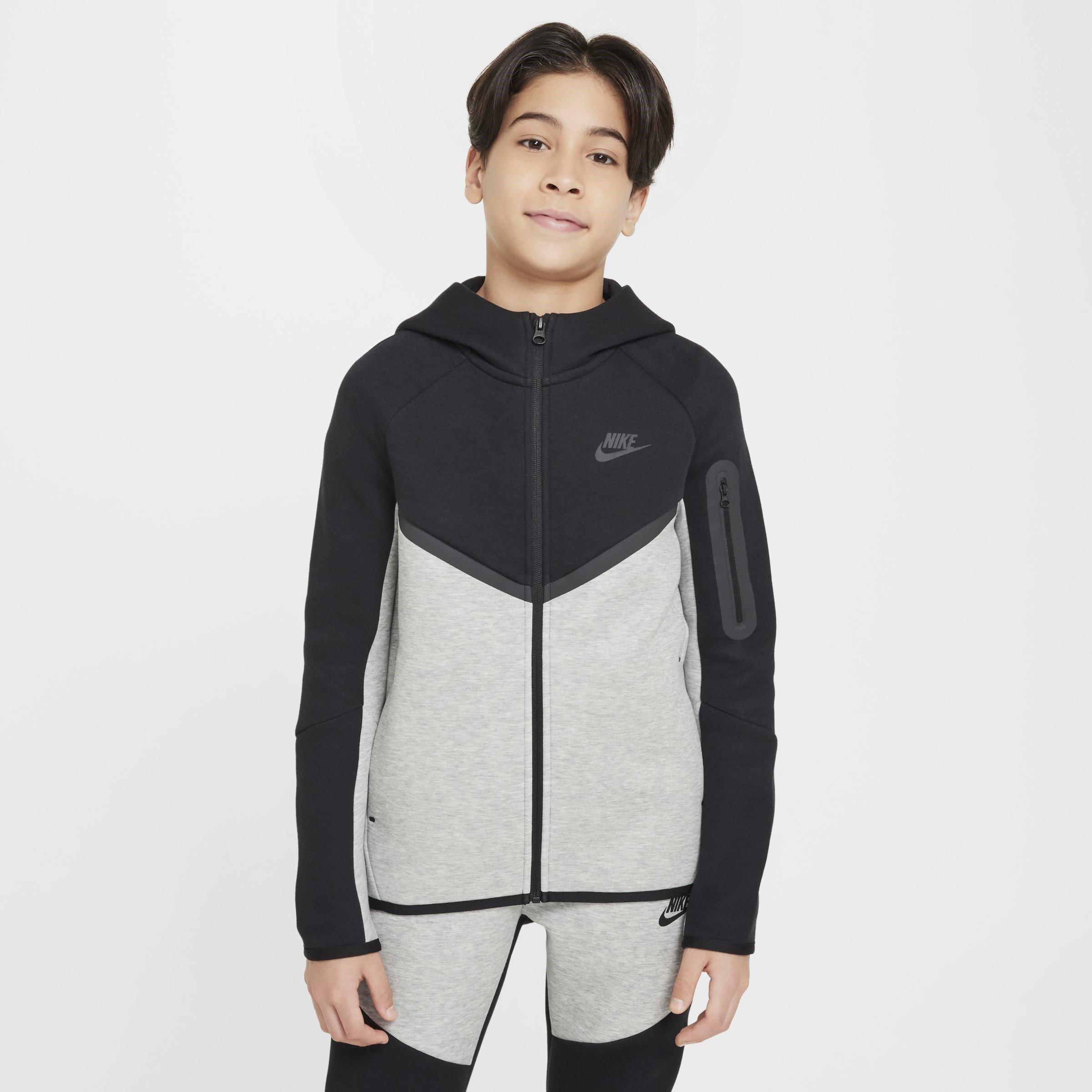 Nike Boys Sportswear Tech Fleece Full-Zip Hoodie Juniors - Black/Grey - 13 (XL)