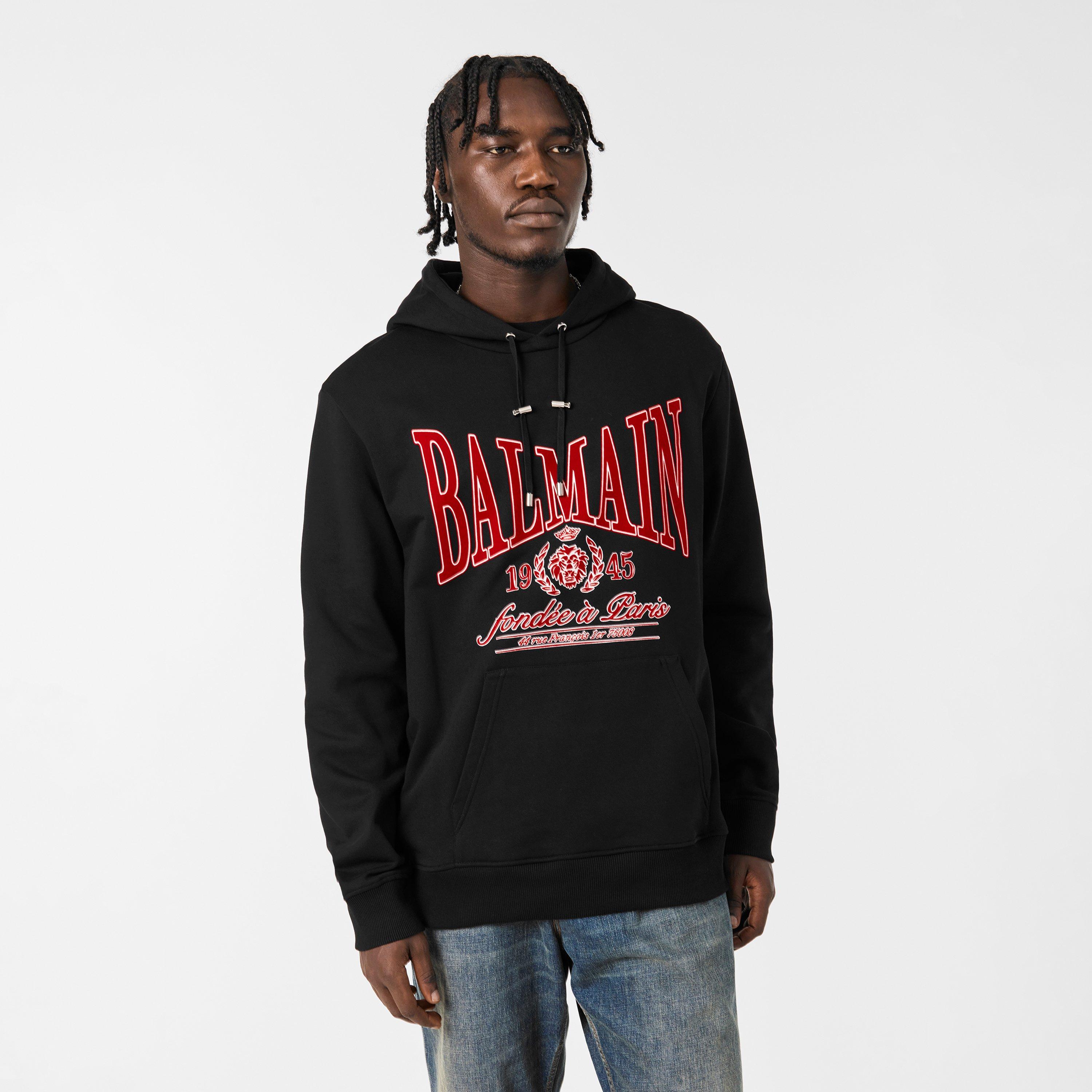 Black - Balmain - Men's Pull Over Hoodie - 3