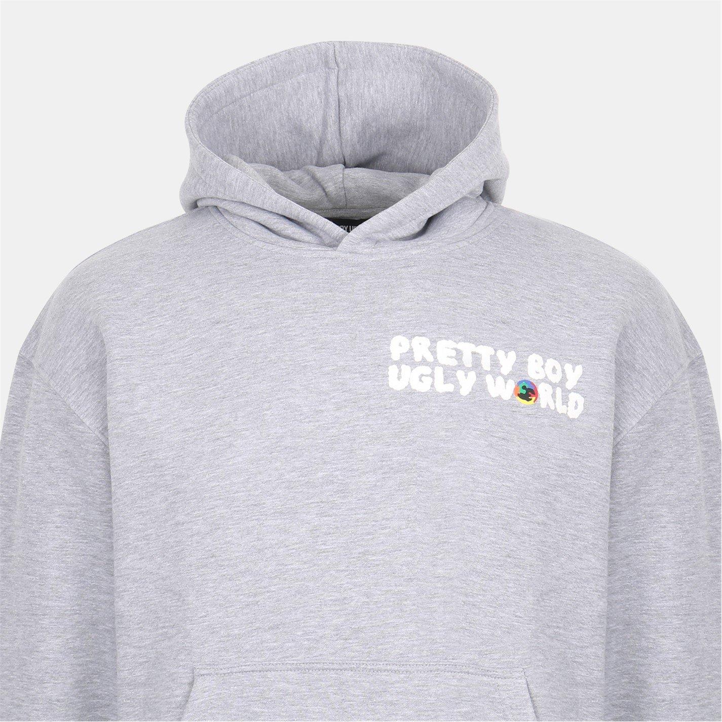 Grey/Multi - Pretty Boy Ugly World - Mens Over the Head Hoodie - 3