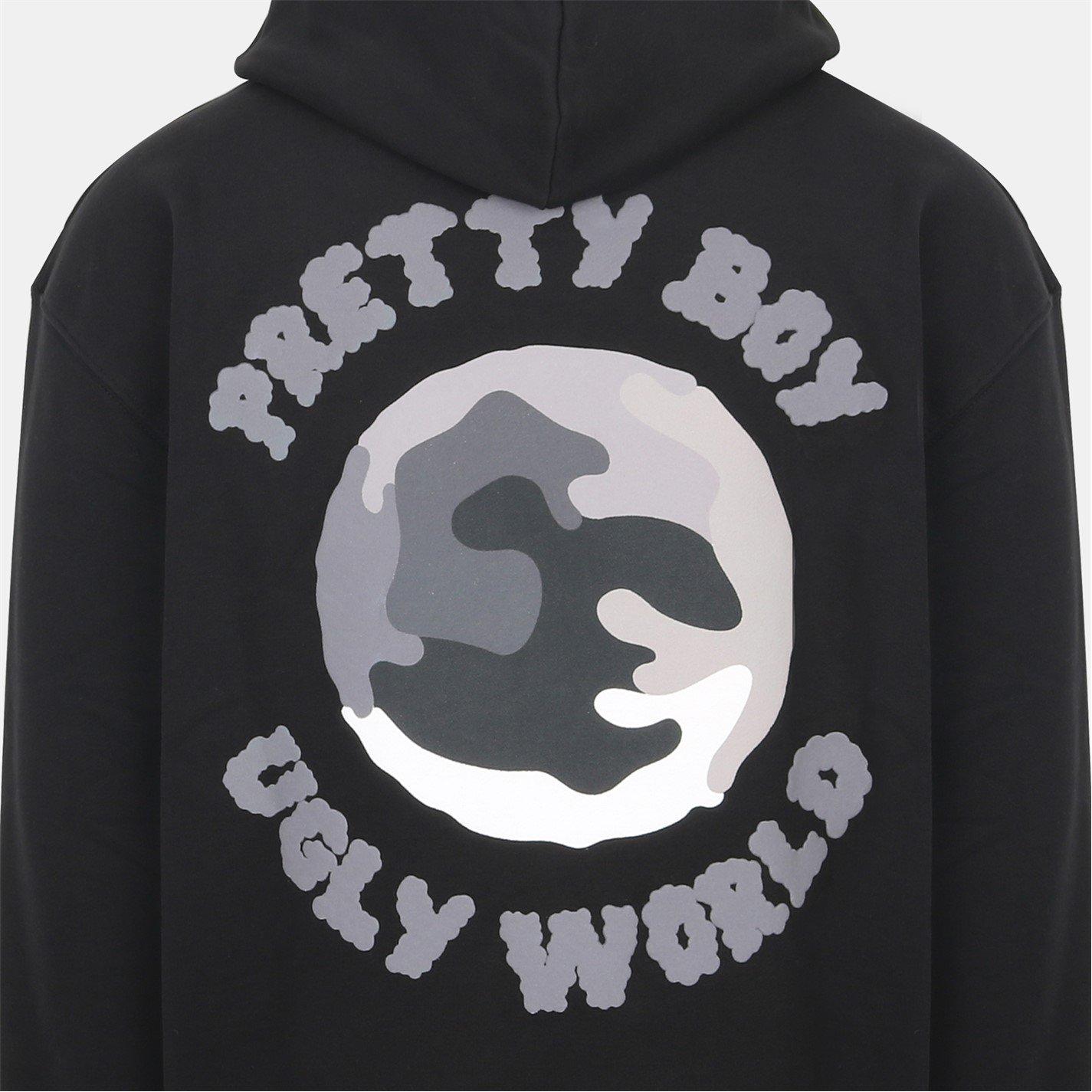 Black/Grey - Pretty Boy Ugly World - Mens Over the Head Hoodie - 4
