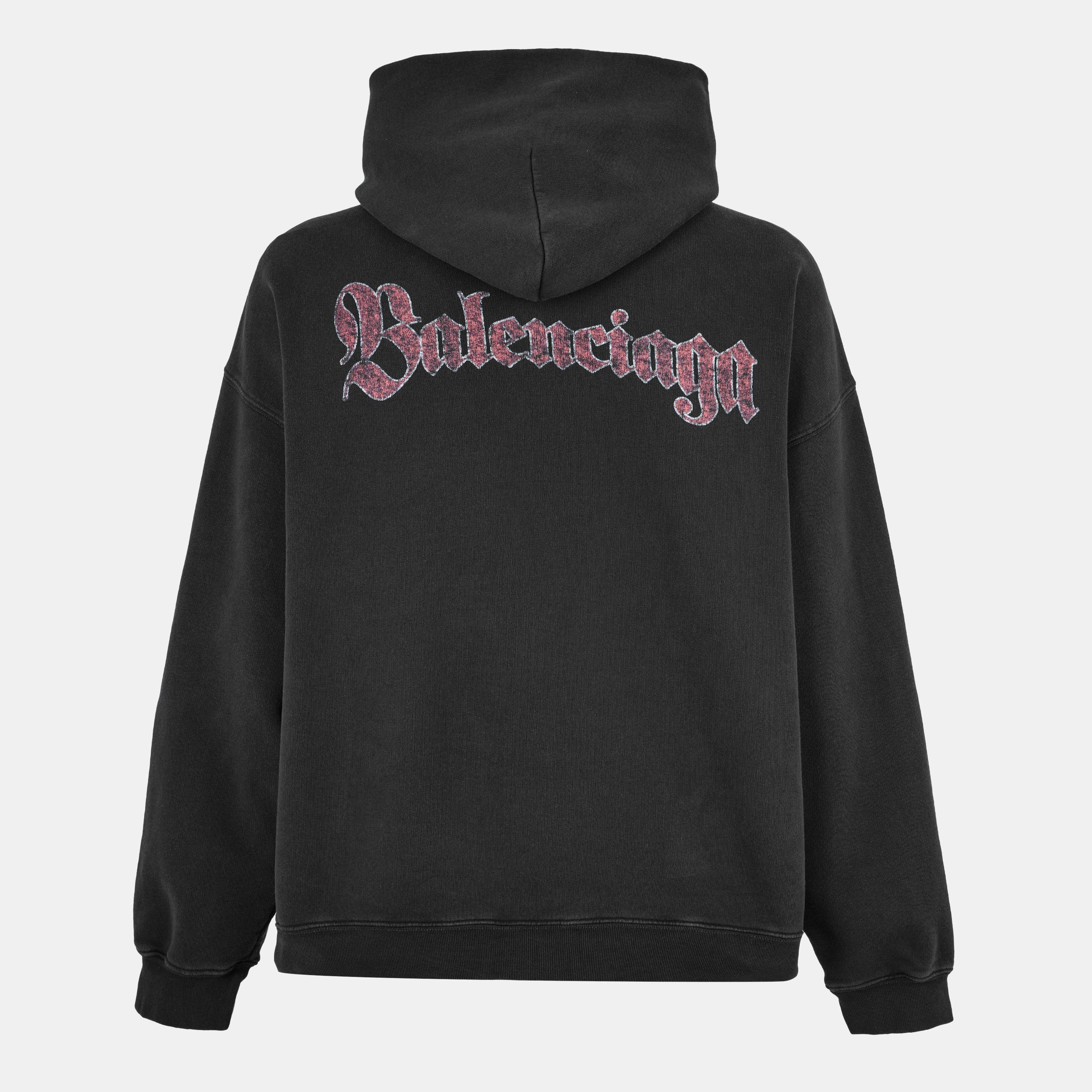 Faded Wash Blk - Balenciaga - Men's Bal Spiral Crest Hoodie - 2