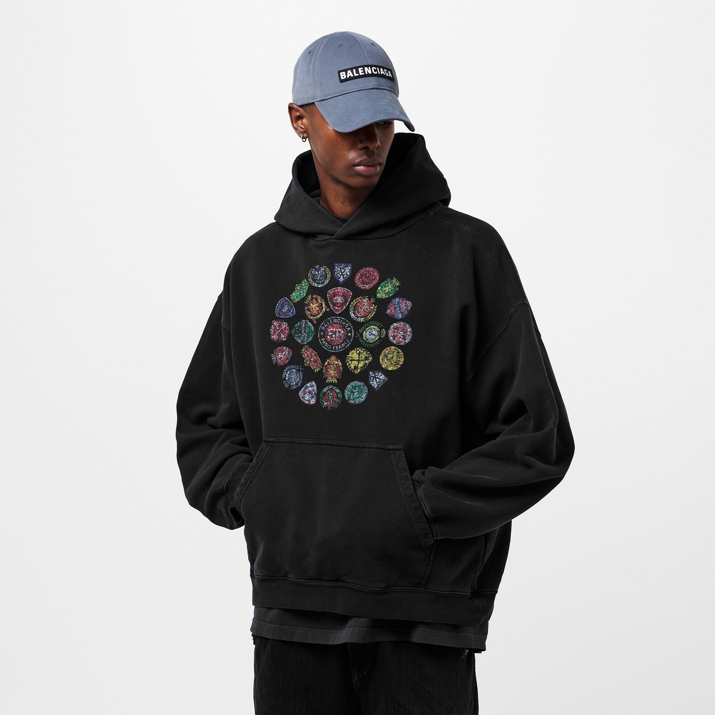 Faded Wash Blk - Balenciaga - Men's Bal Spiral Crest Hoodie - 3