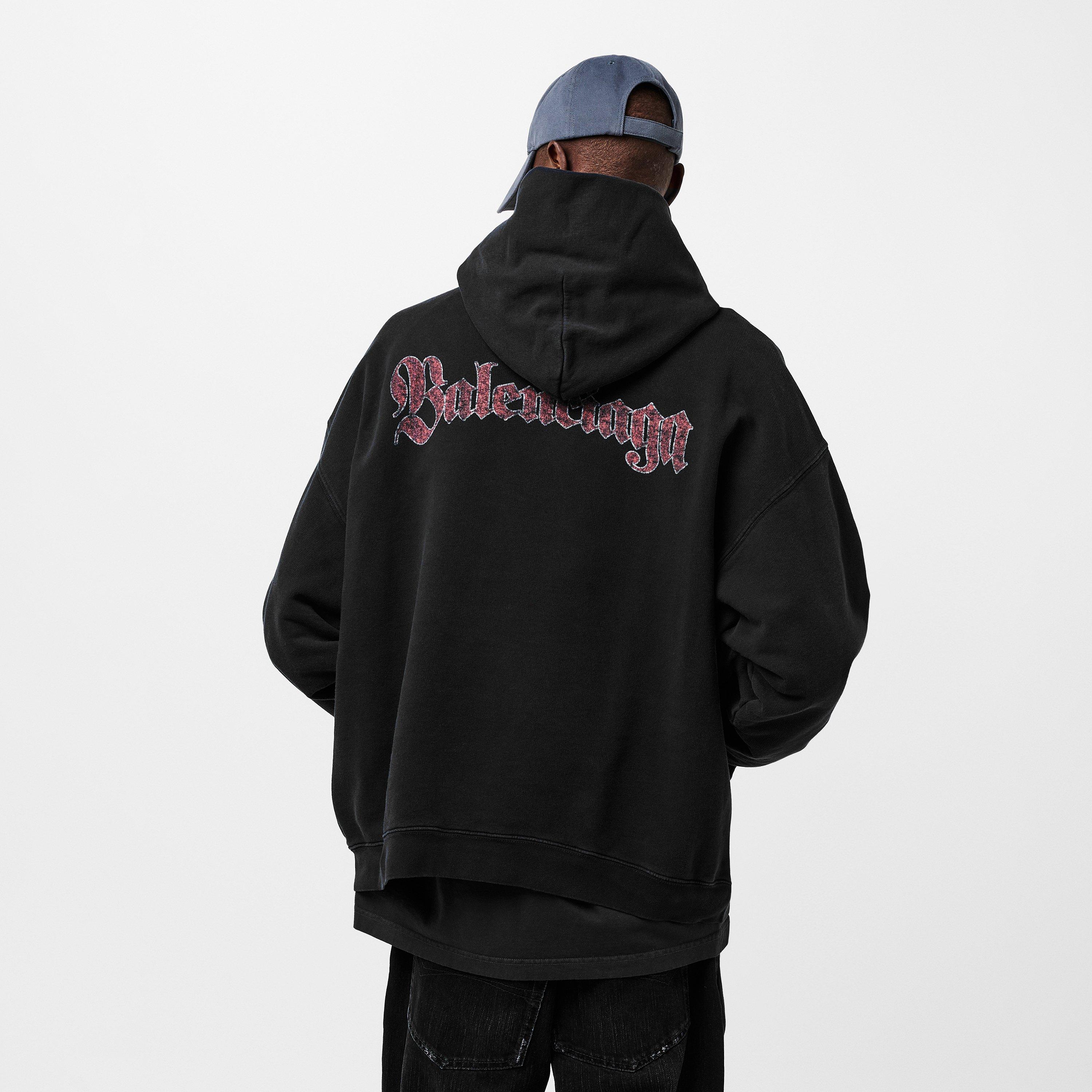 Faded Wash Blk - Balenciaga - Men's Bal Spiral Crest Hoodie - 4