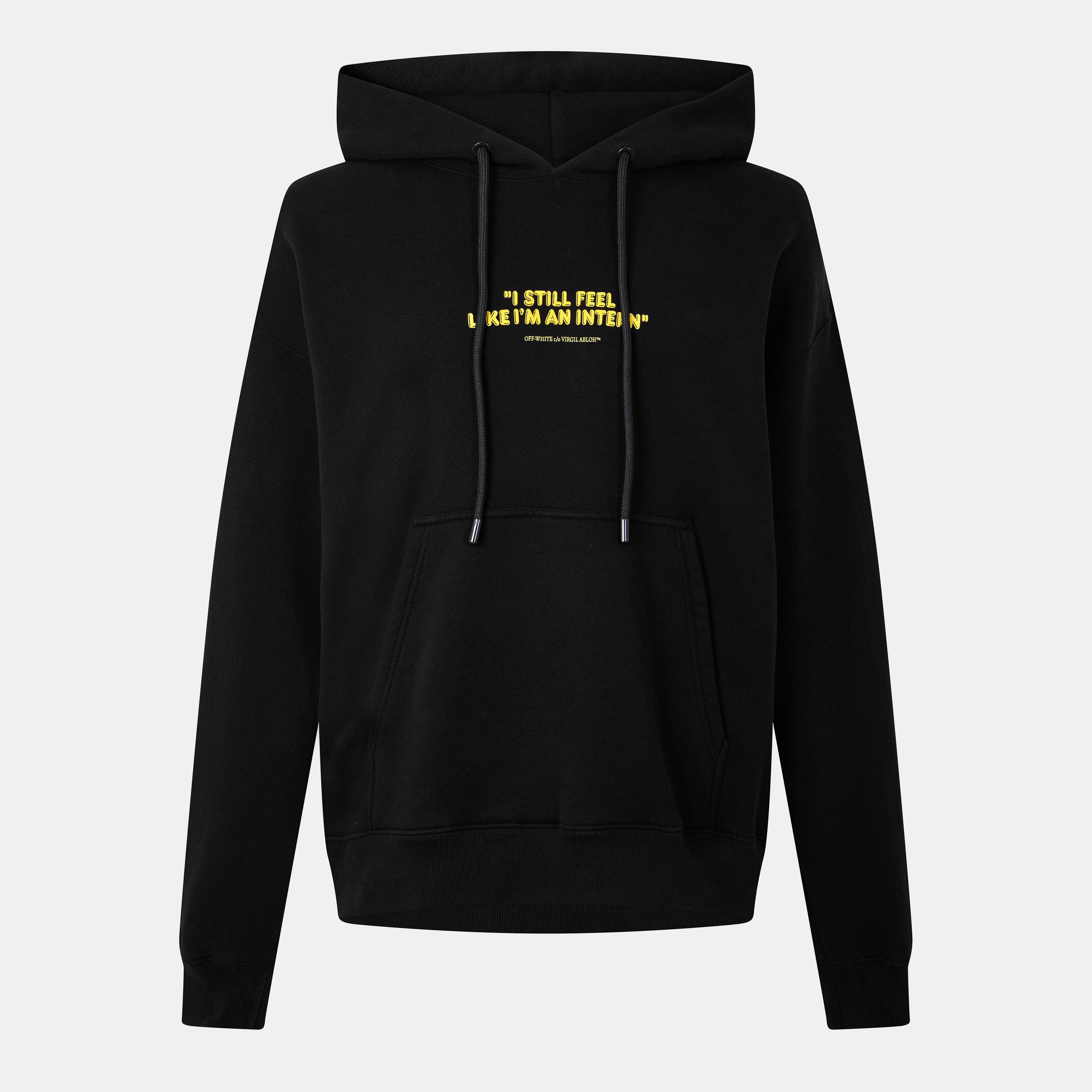 Black - Off White - Men's Intern Skate Cotton Long Sleeve Hoodie - 1