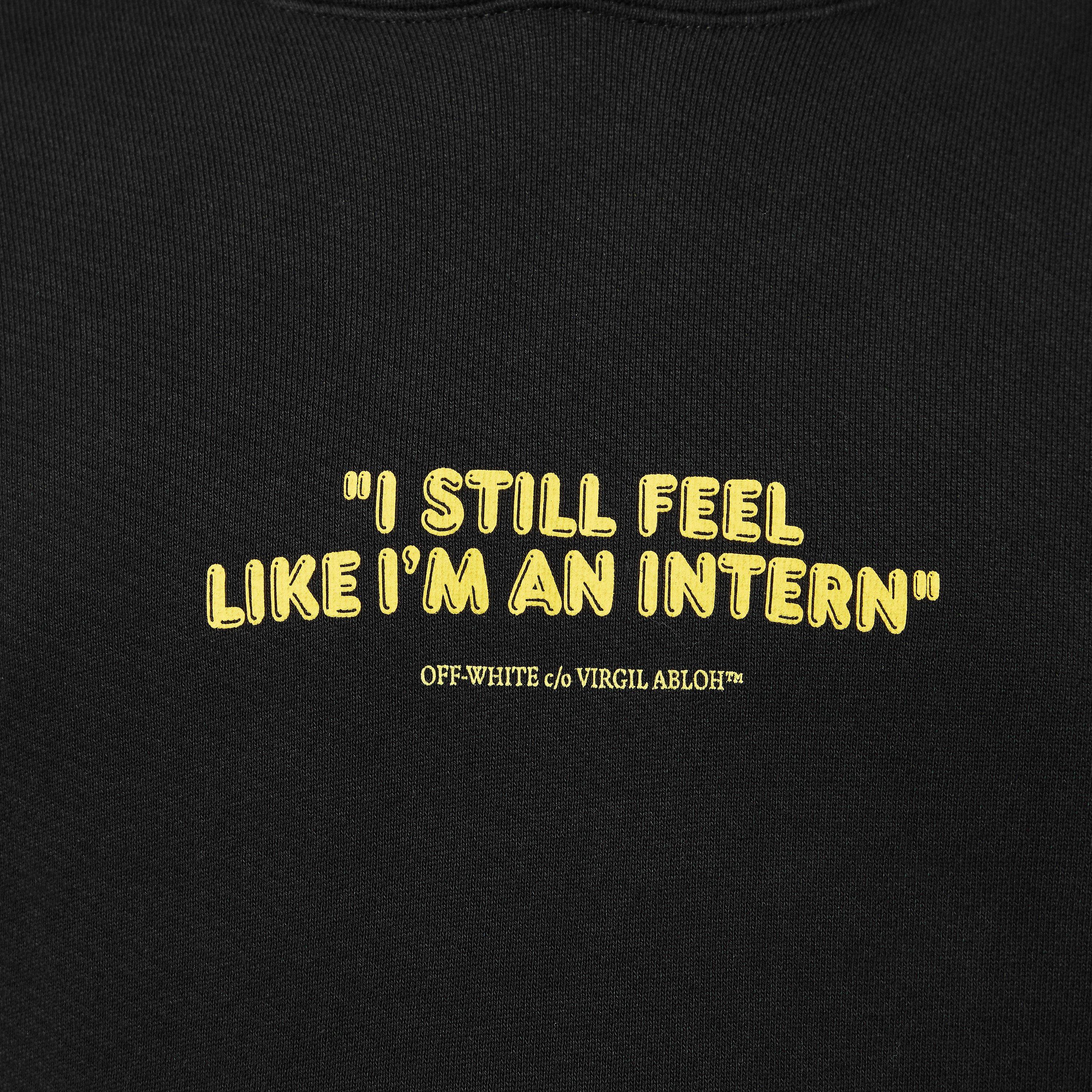 Black - Off White - Men's Intern Skate Hoodie, Slogan Print - 5