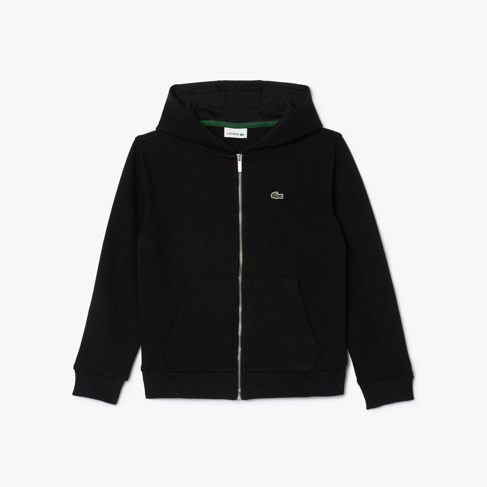 Black 09 - Lacoste - Boys' Basic Full-Zip Hoodie - 1