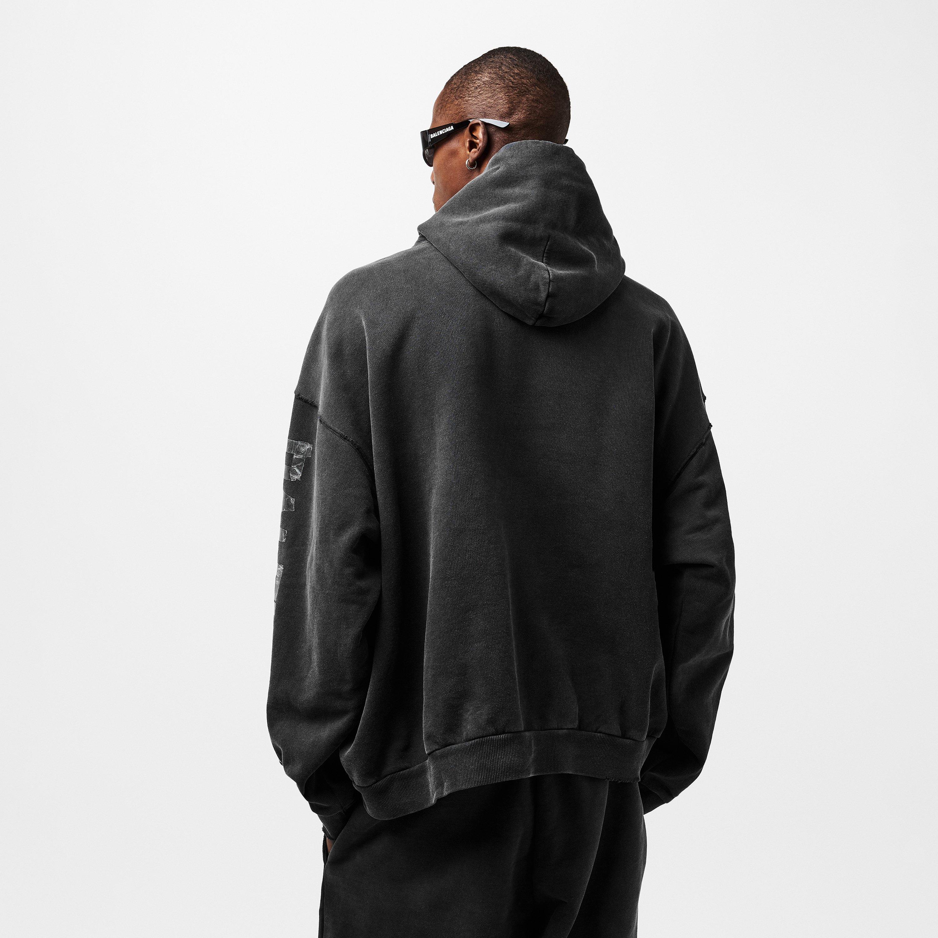 Faded Wsh Black - Balenciaga - Men's Bal Tape Hoodie - 4