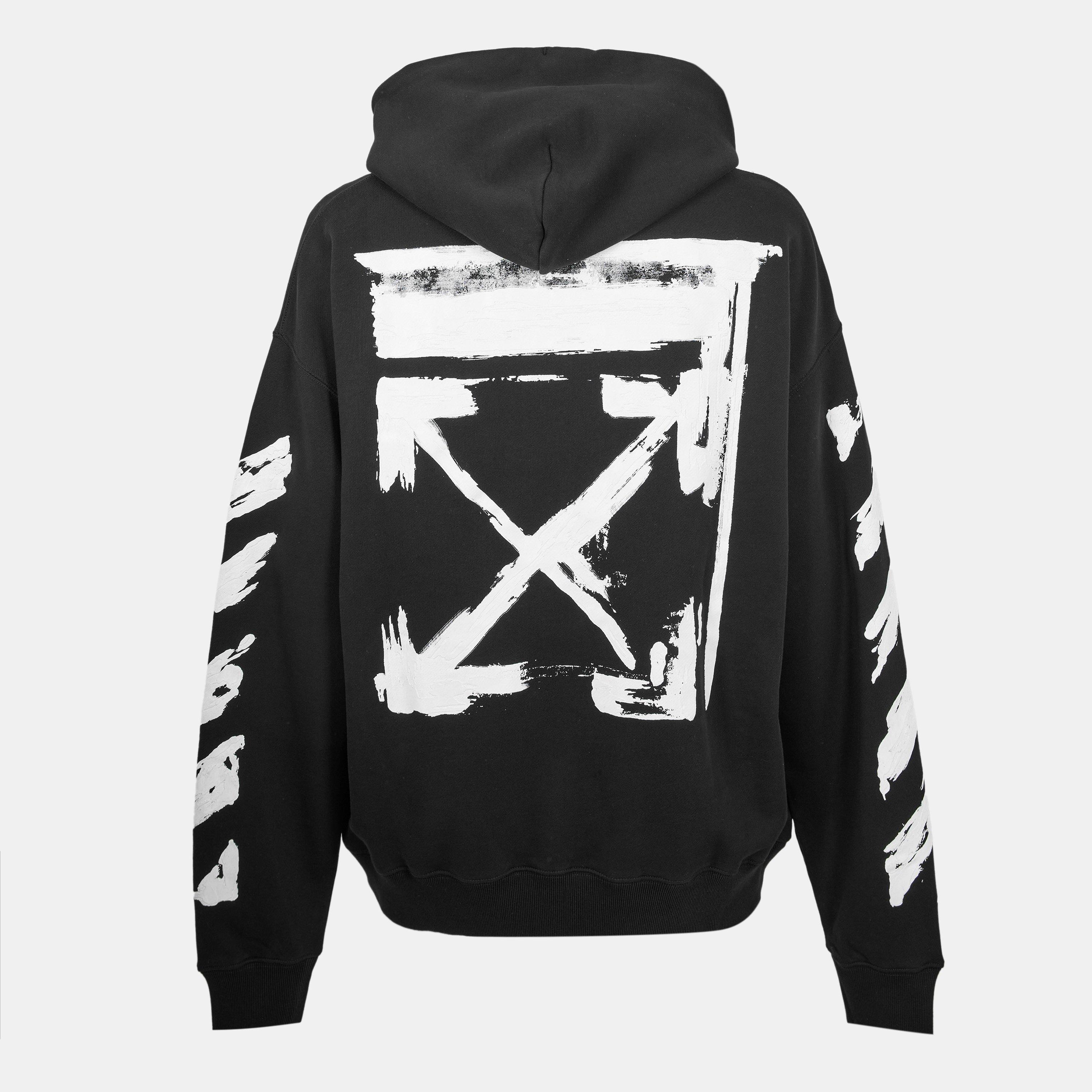Black - Off White - Men's Ink Arrow Over-The-Head Hoodie - 2