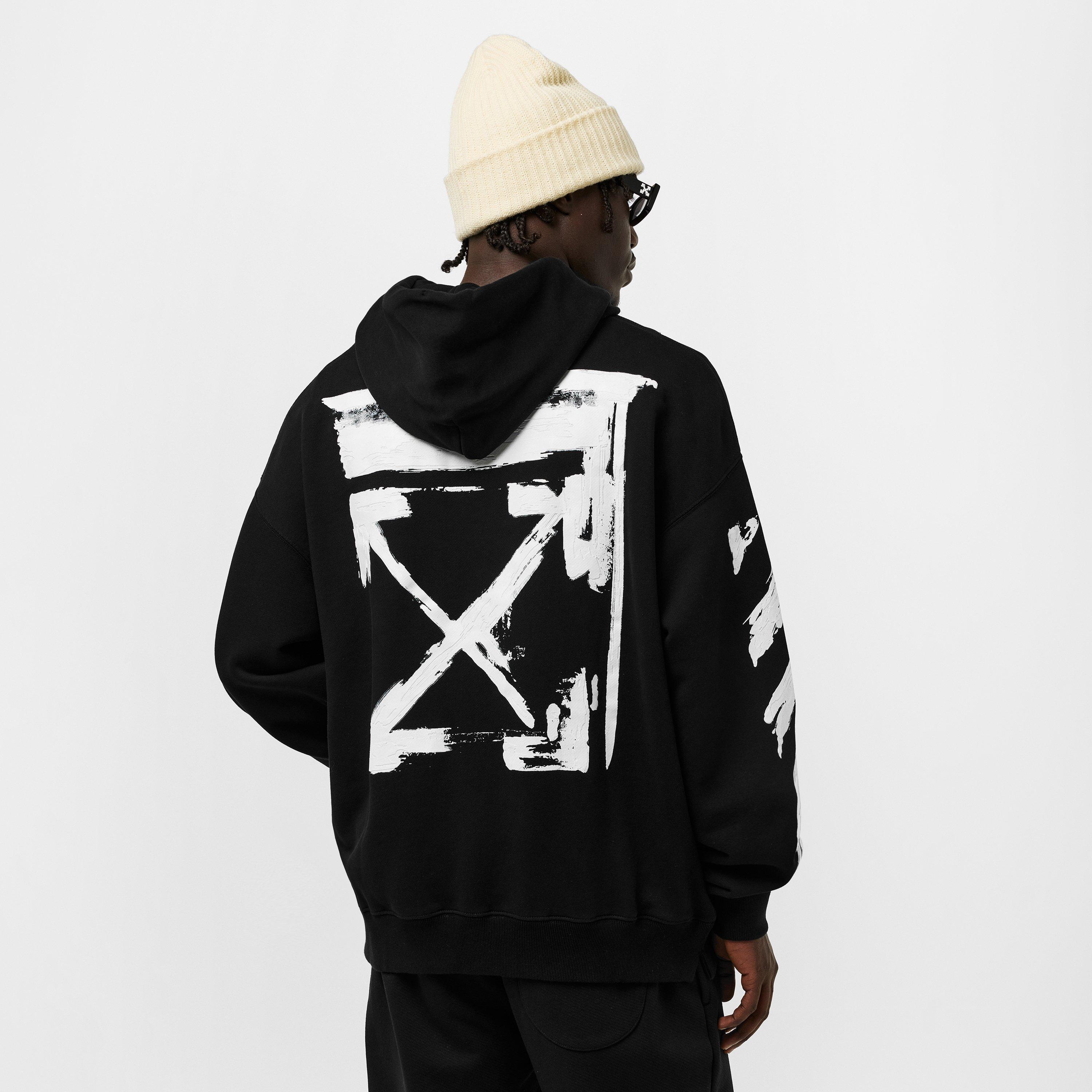 Black - Off White - Men's Ink Arrow Over-The-Head Hoodie - 4