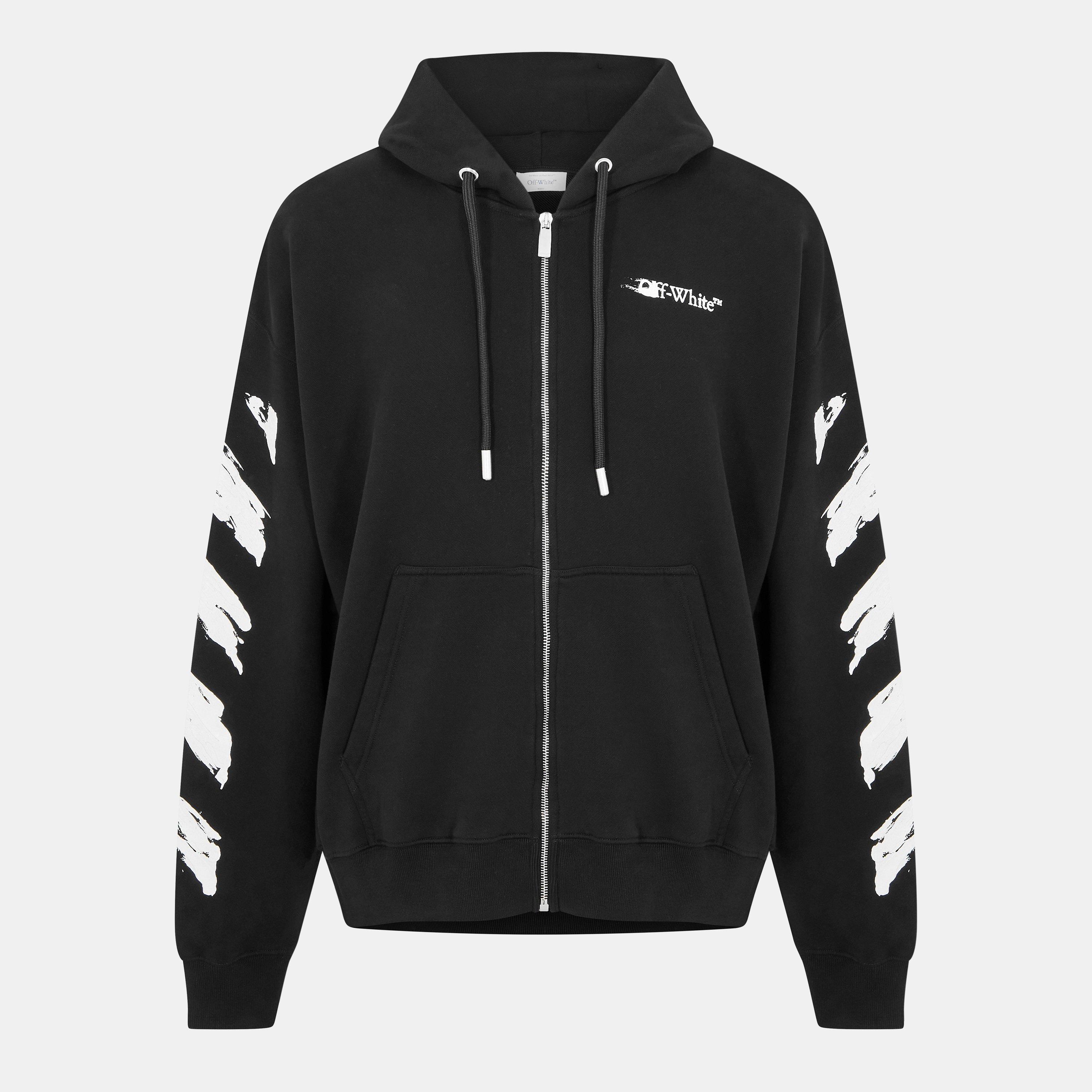 Black - Off White - Men's Ink Zip Hoodie - 1