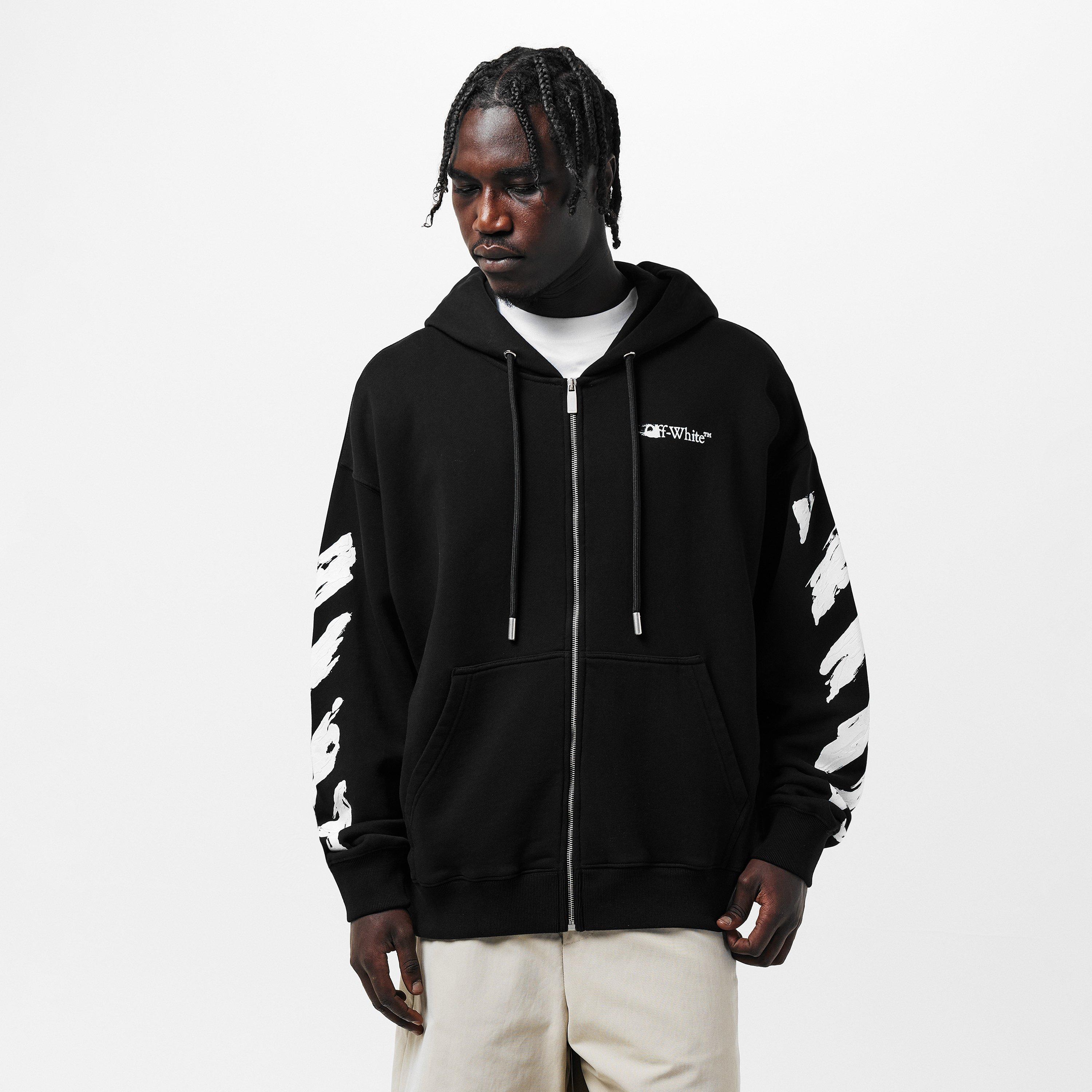 Black - Off White - Men's Ink Zip Hoodie - 3