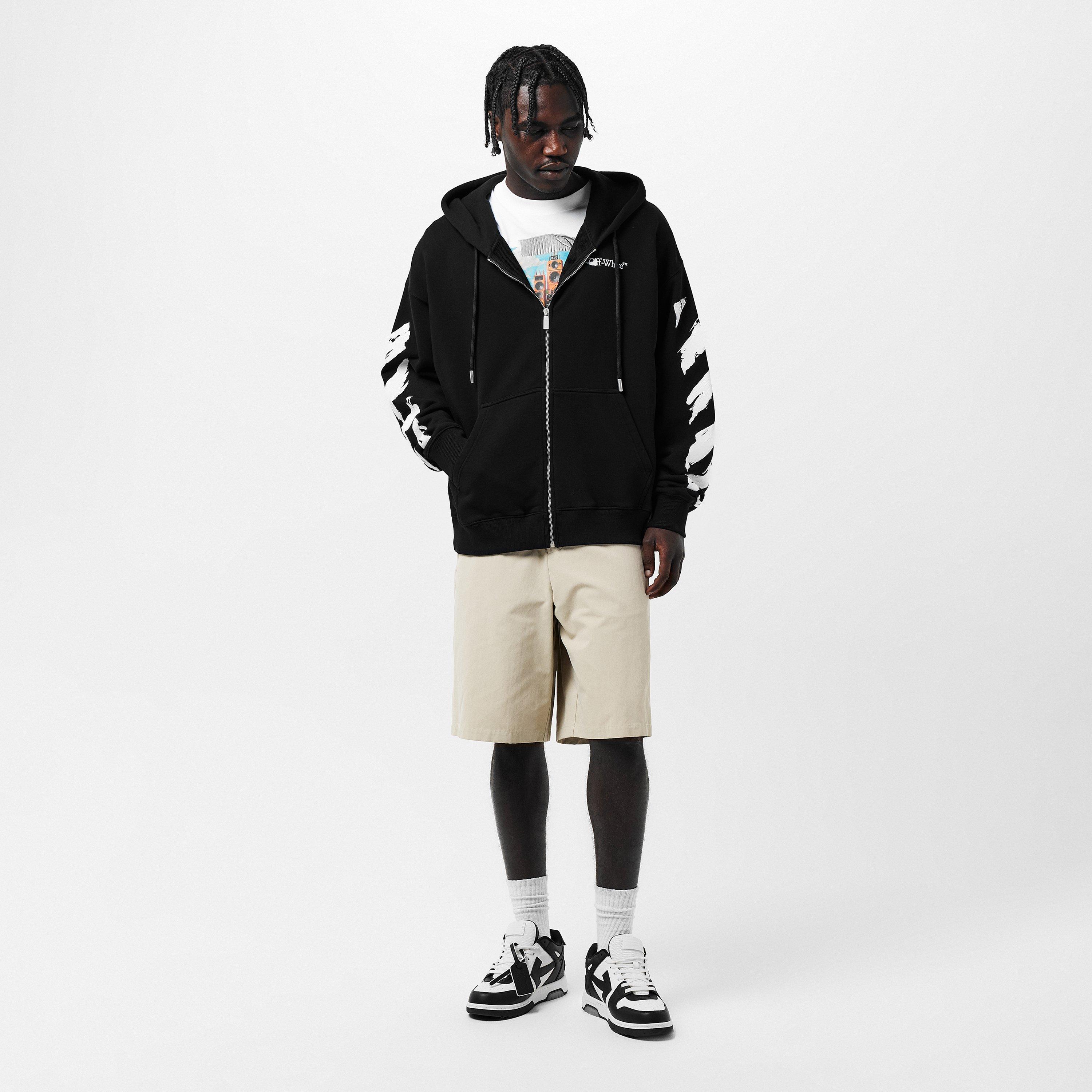 Black - Off White - Men's Ink Zip Hoodie - 6