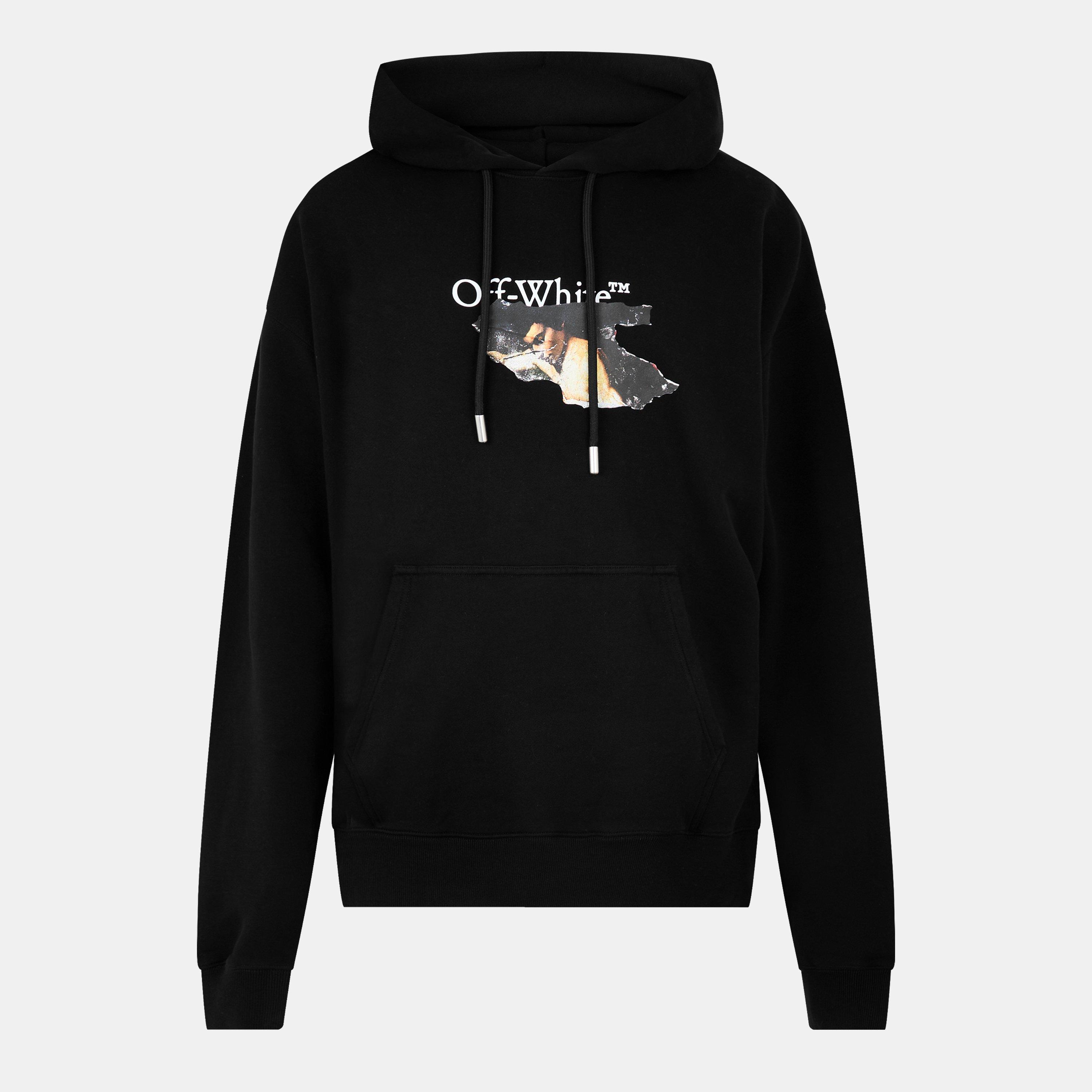 Black - Off White - Men's Paint Arrow Pull Over Hoodie - 1