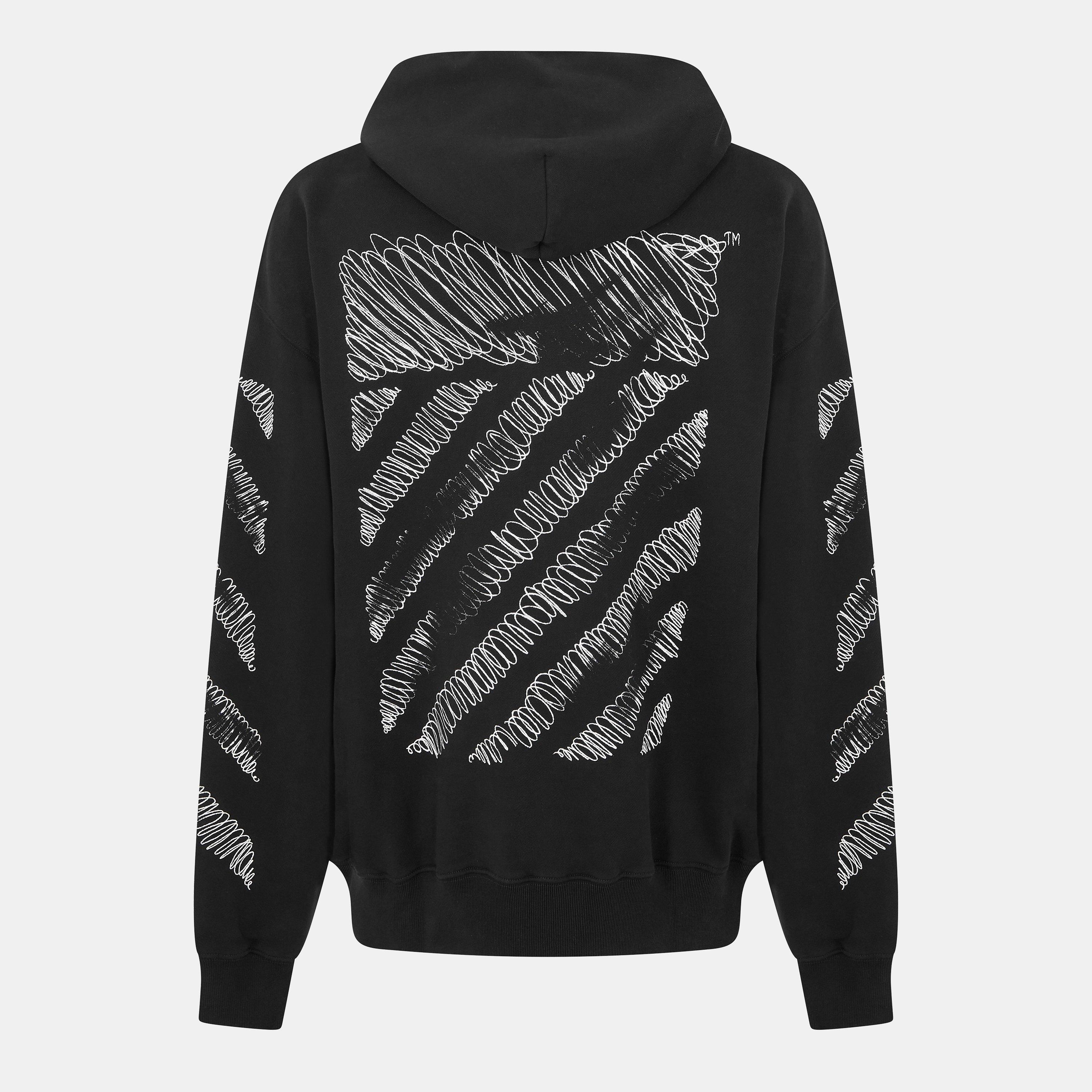 Black - Off White - Men's Scrib Diag Over-the-Head Hoodie - 2