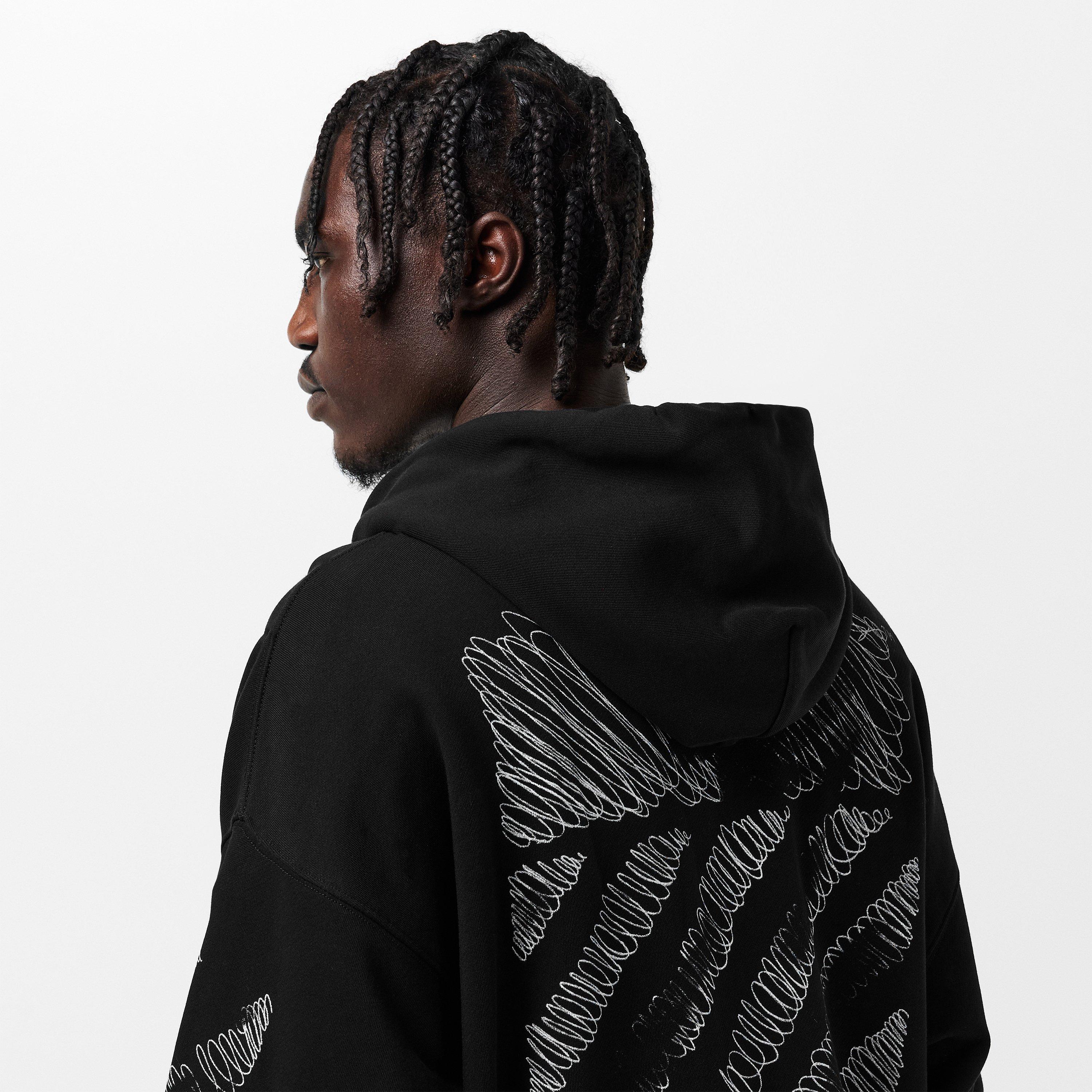 Black - Off White - Men's Scrib Diag Over-the-Head Hoodie - 5