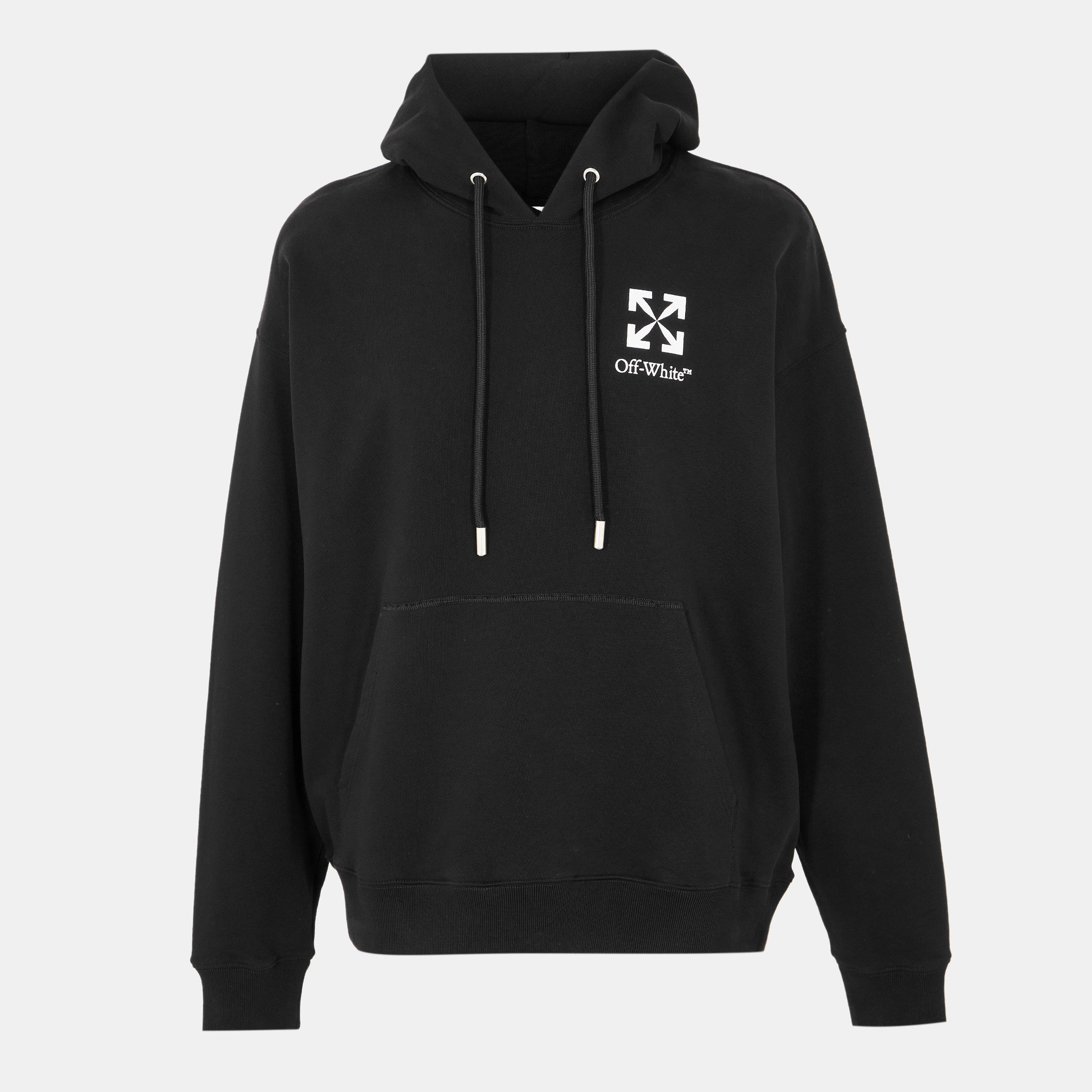 Black - Off White - Men's Small Arrow Pull Over Hoodie - 1