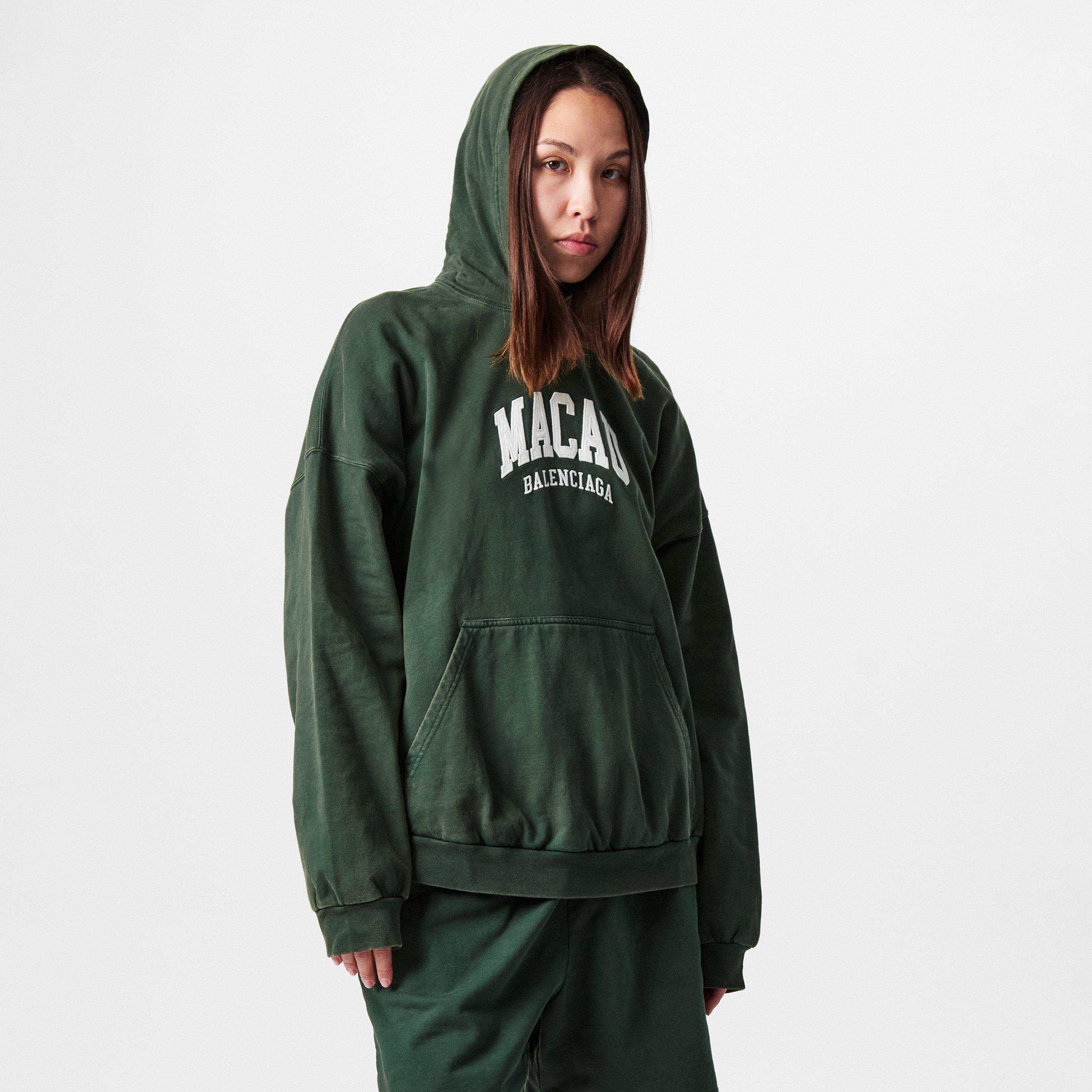 Dark Green/Wht - Balenciaga - Men's Over the Head Hoodie - 3