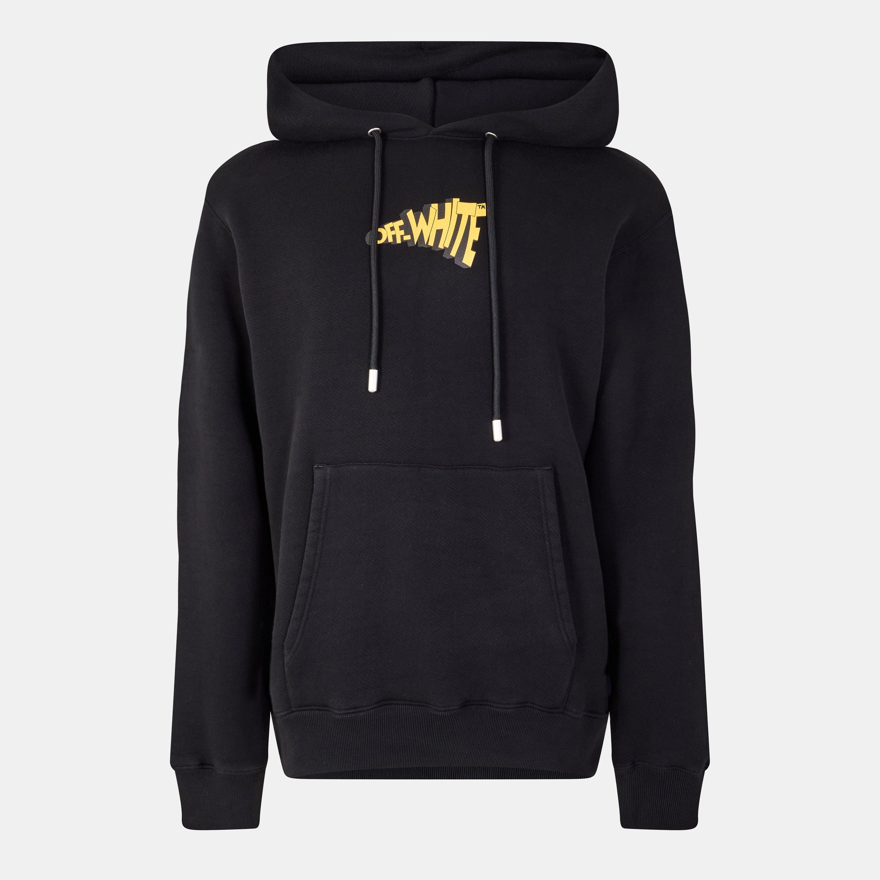 Black/Yellow - Off White - Men's - Cartoon Arrows Long Sleeve Slim Fit Hoodie - 1