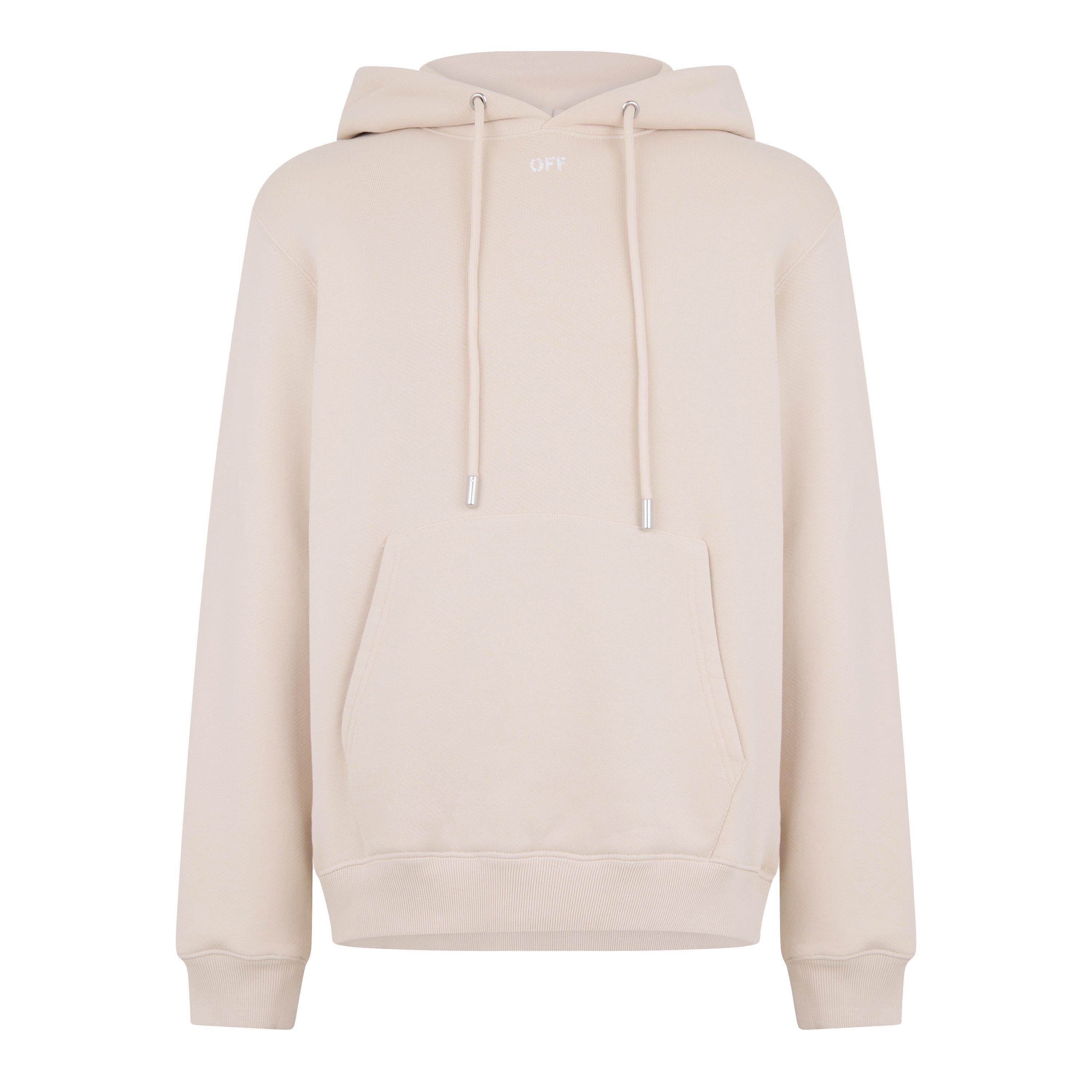 Off White Men's Brick Arrows Jersey Fleece Long Sleeve Slim Fit Hoodie - Beige/White - XS