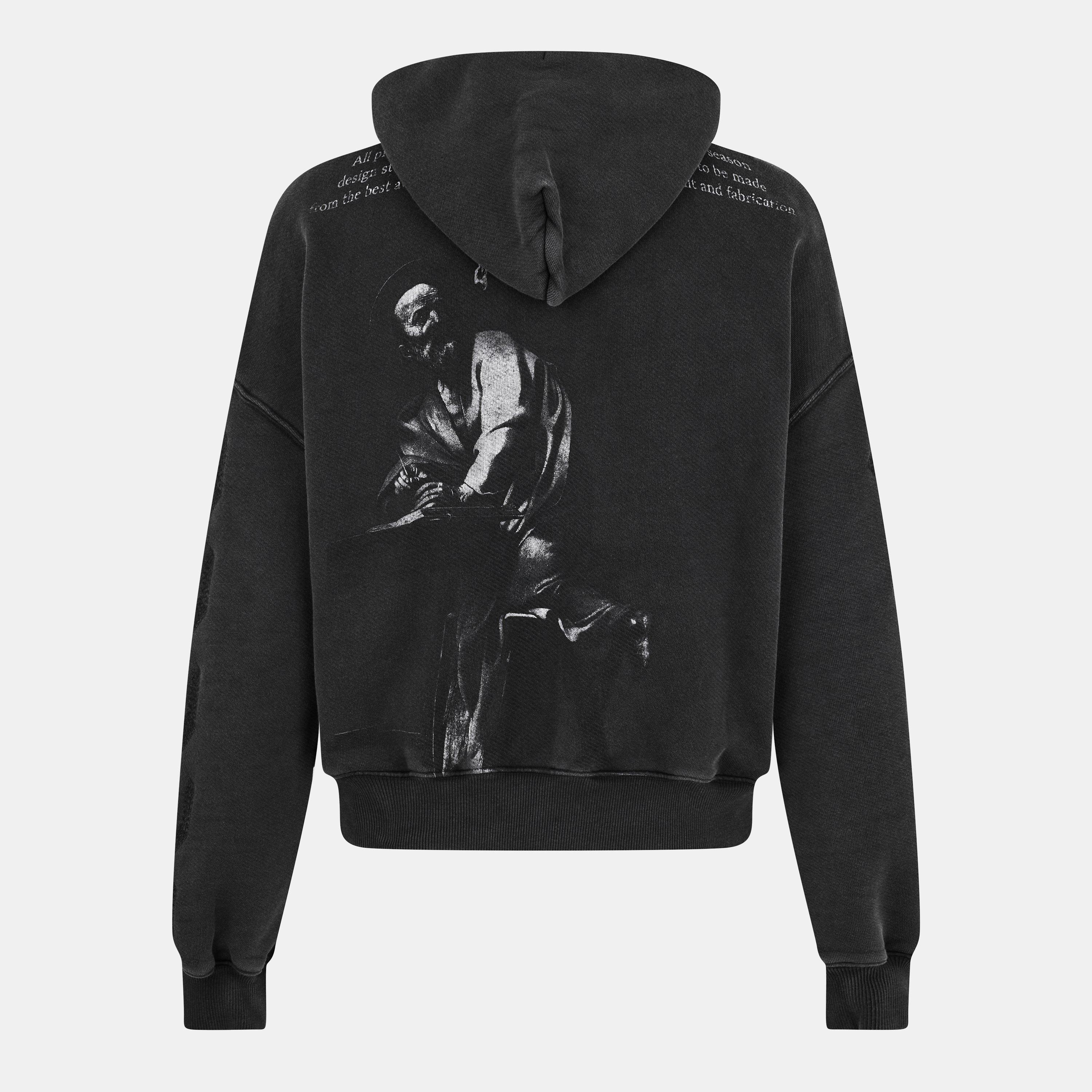 Black/Grey - Off White - Men's Caravaggio Print Hoodie - 2
