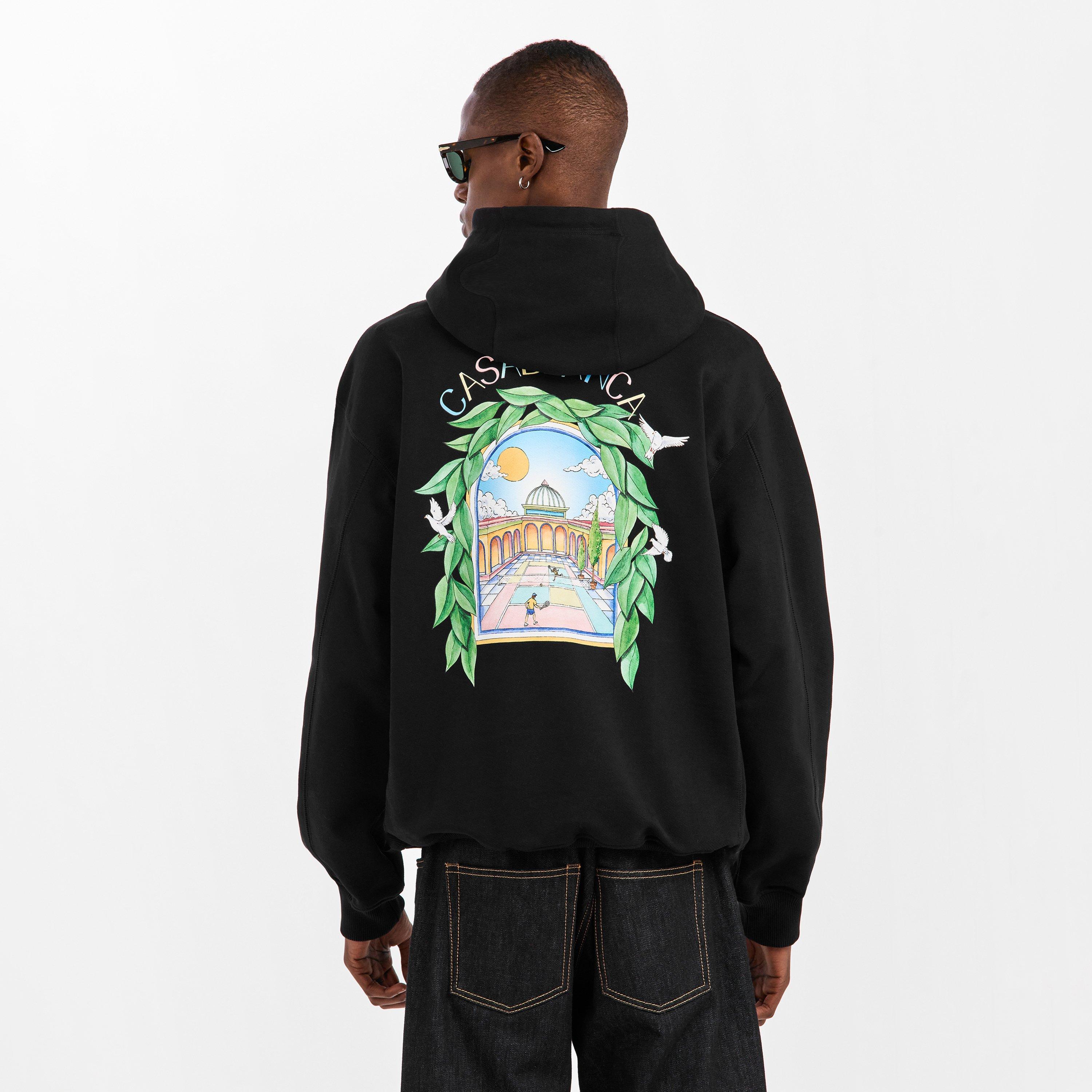 Black - Casablanca - Men's LArche Logo Over the Head Hoodie - 4