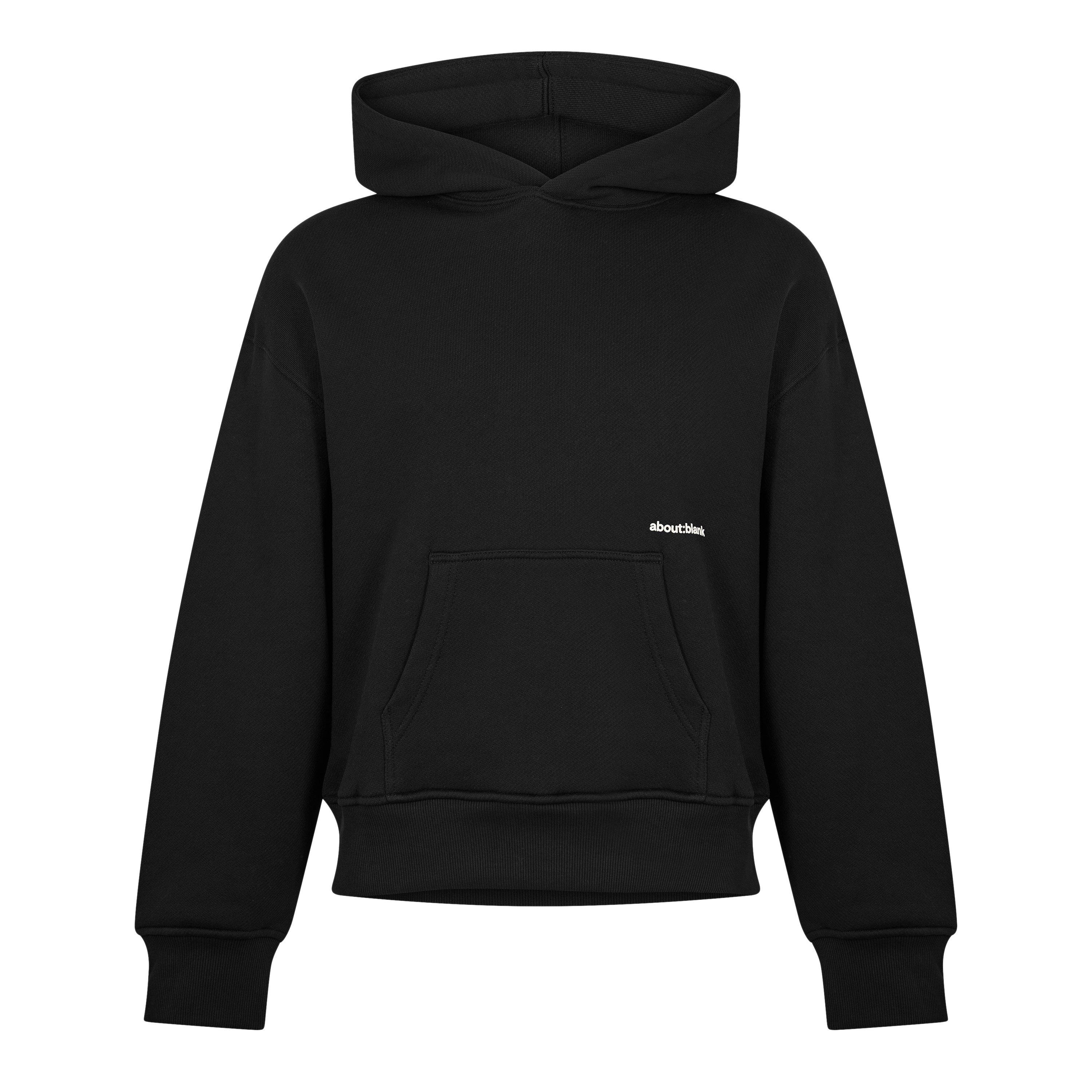 about:blank Mens Box Logo Hoodie - Black/Ecru - Size 2X Large