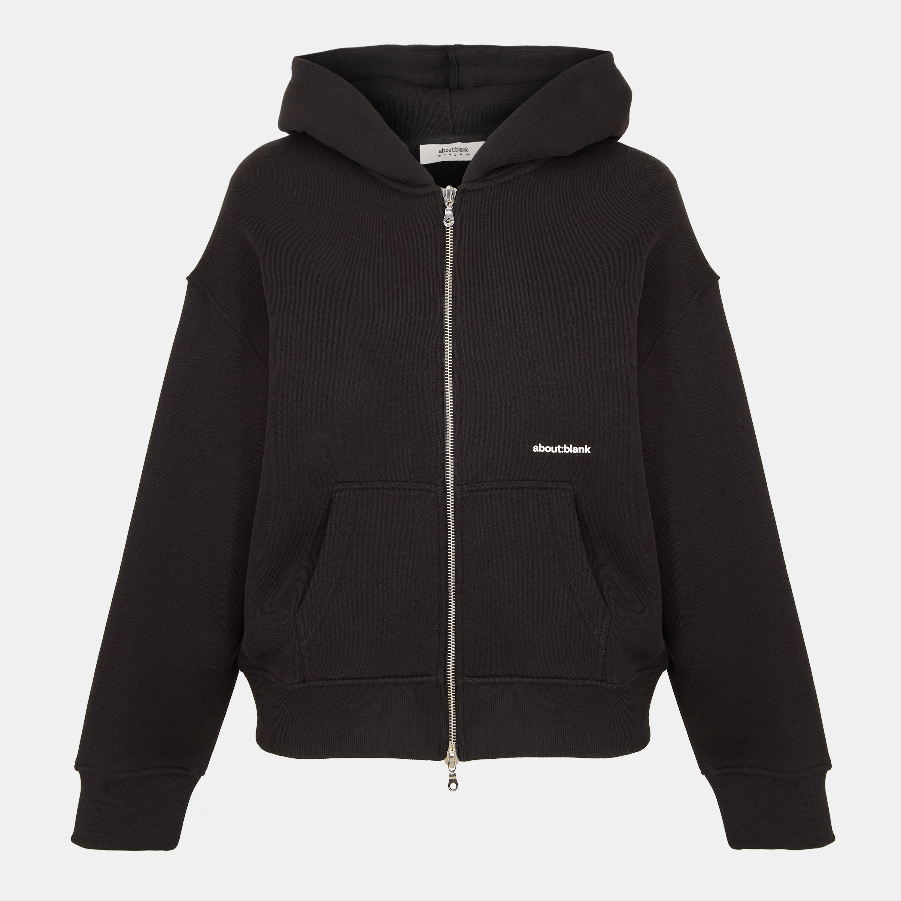about:blank Men's Box Zip Hoodie - Black/Ecru - Size 2X Large