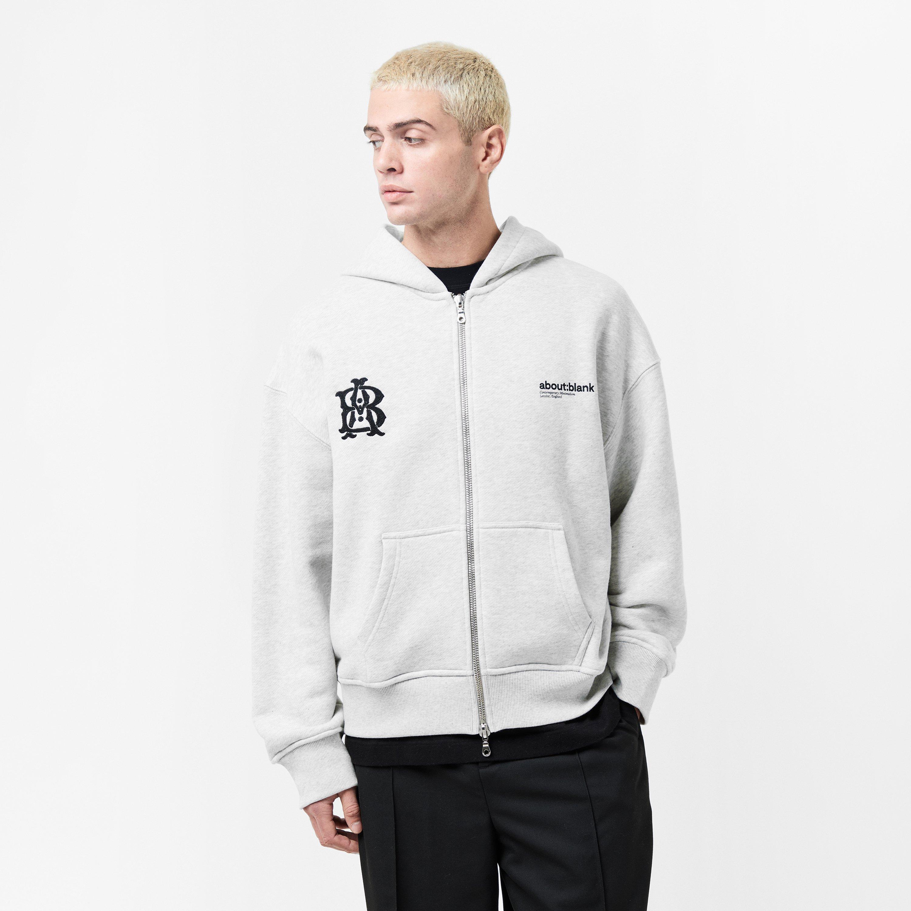 Grey Marl/Black - about:blank - Men's Dual Logo Cotton Zip Hoodie - 3