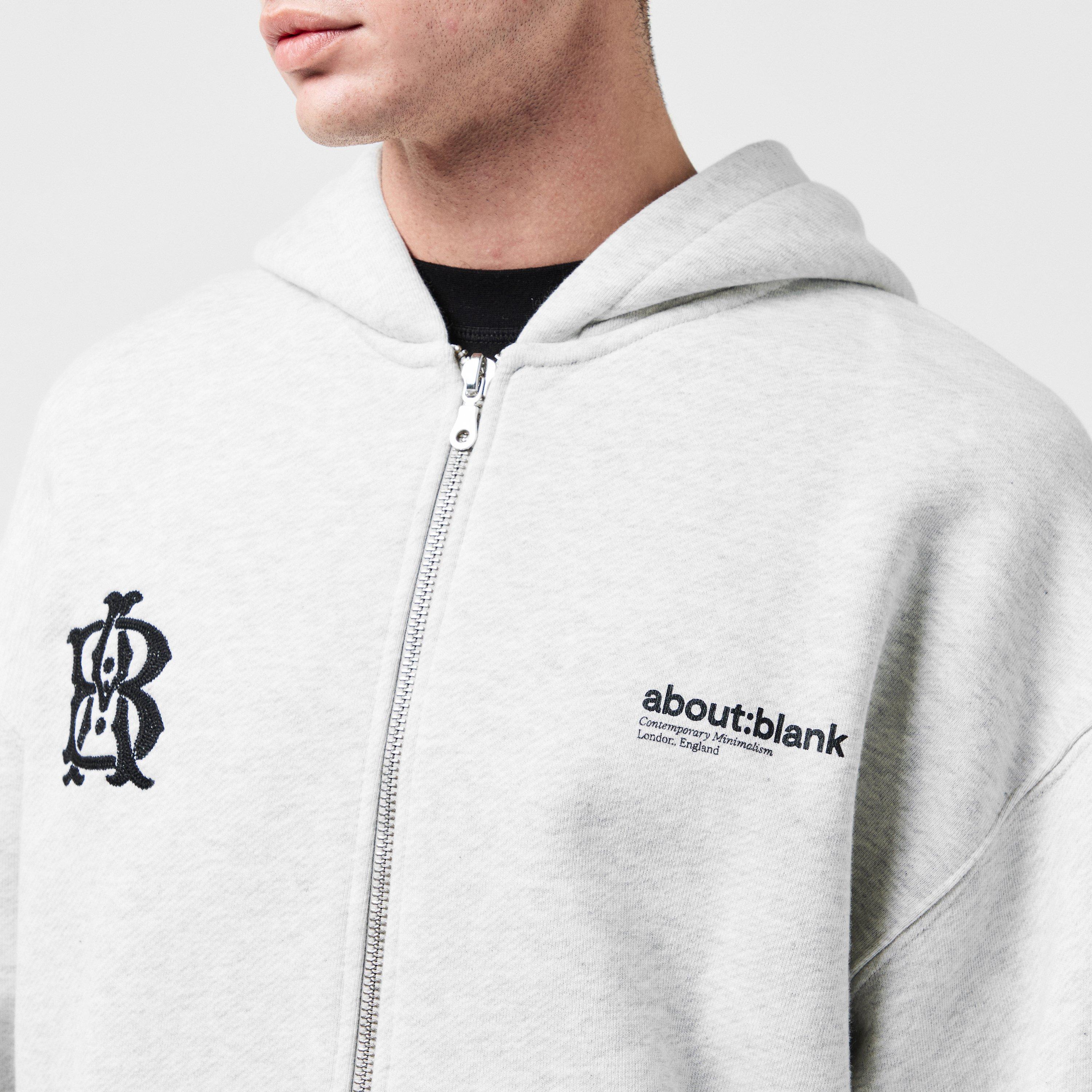Grey Marl/Black - about:blank - Men's Dual Logo Cotton Zip Hoodie - 5