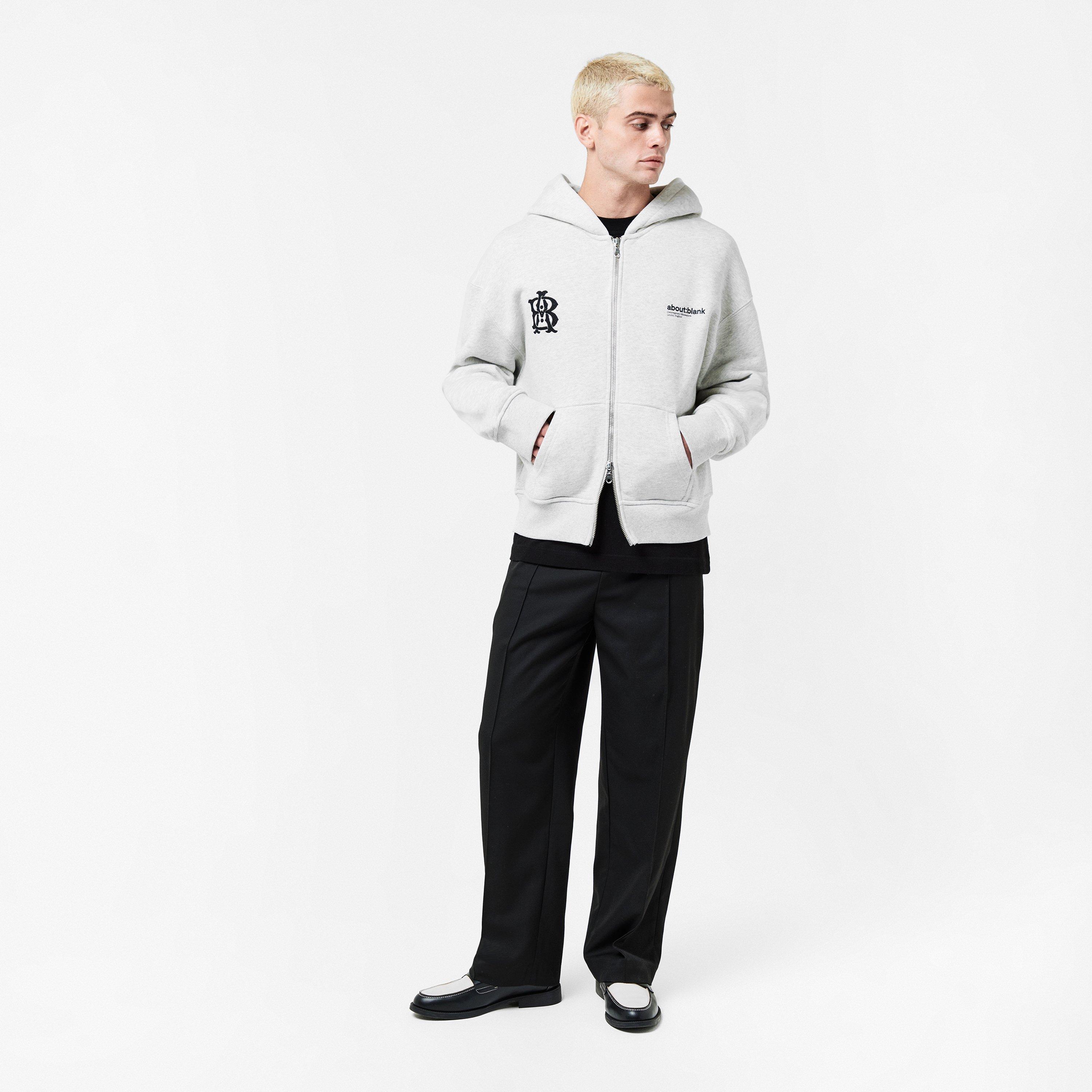 Grey Marl/Black - about:blank - Men's Dual Logo Cotton Zip Hoodie - 6
