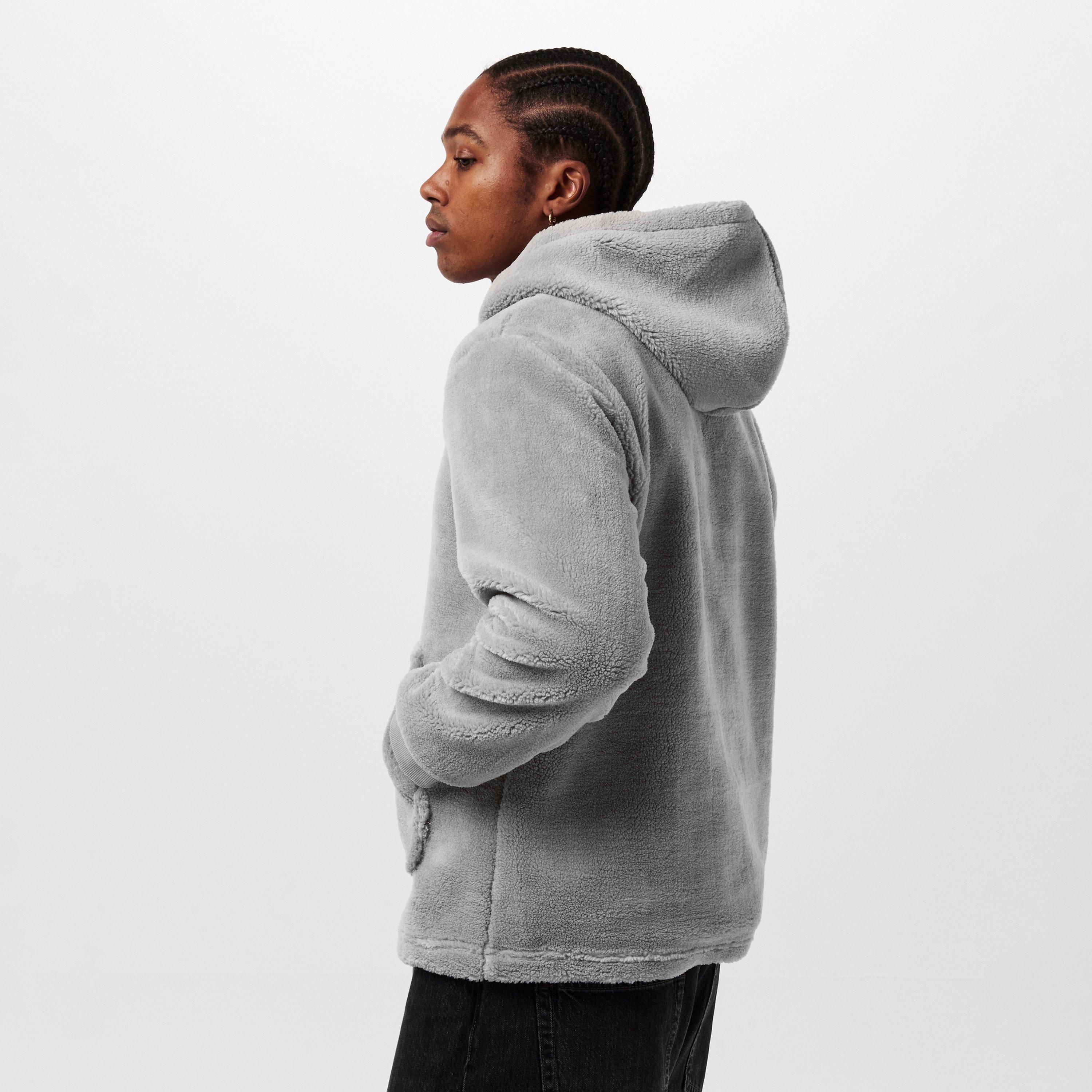 Grey - MKI MIYUKI ZOKU - Men's Sherpa Zip-Over-Head Hoodie - 4